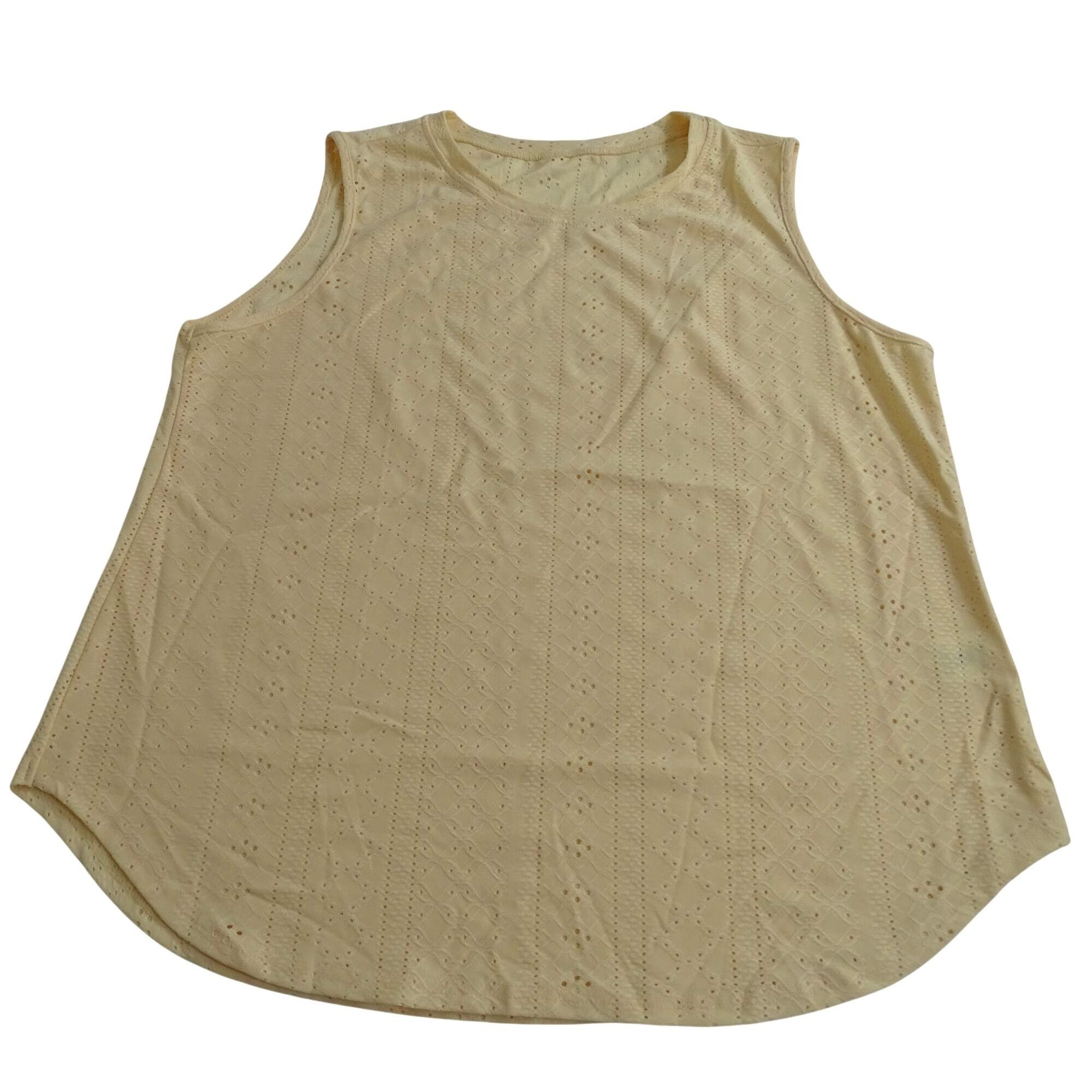 Other Yellow Sleeveless Eyelet Muscle Tank Top See Thru Size XL Size XL / US 12-14 / IT 48-50 - 1 Thumbnail