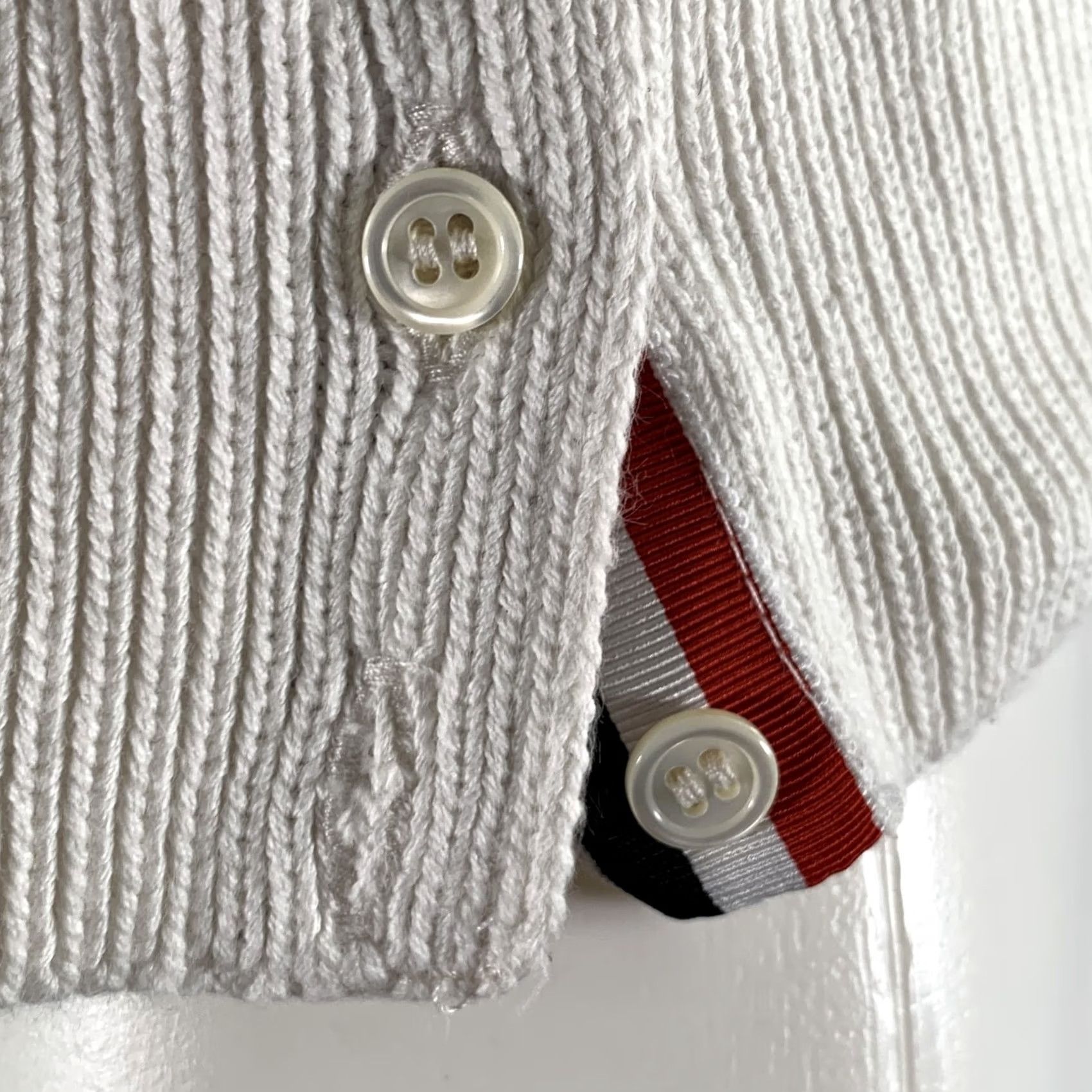 Thom Browne THOM BROWNE Sweater Size M White Grey Cotton Cable Knit Men Size US M / EU 48-50 / 2 - 5 Thumbnail