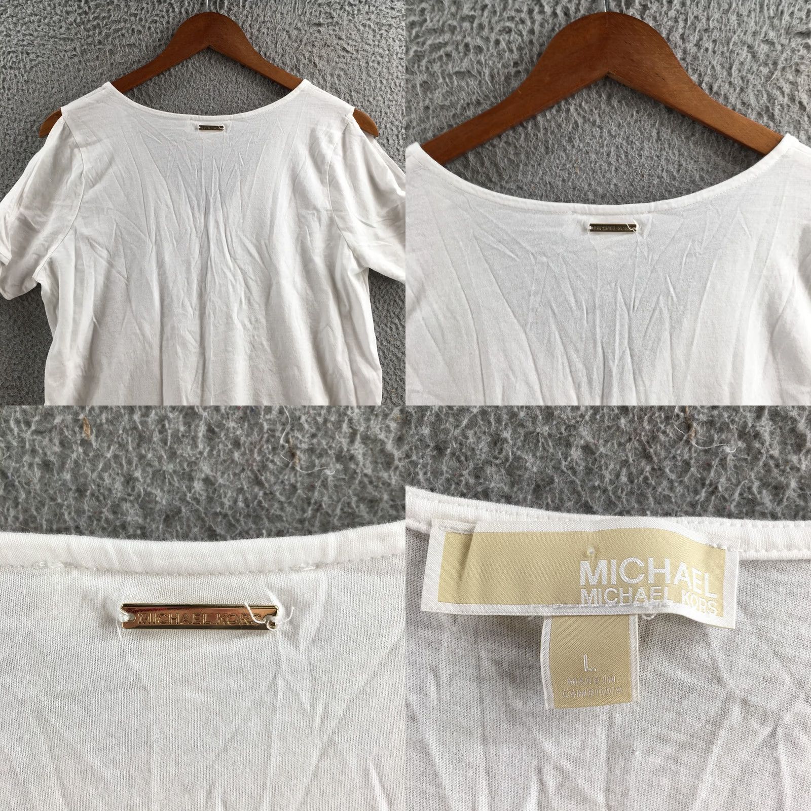 Michael Kors Michael Kors Top Womens Large White Short Sleeve V Neck Tie Sleeve Pullover Size L / US 10 / IT 46 - 8 Thumbnail