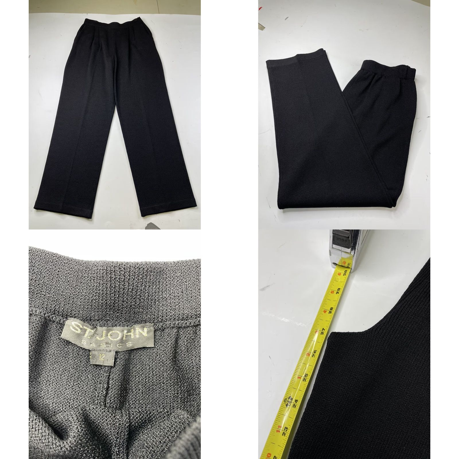 St. John St. John Basics 2Pc Jacket/Blazer & Pant Suit Black Knit Gold Buttons Size 12 Size 34" / US 12 / IT 48 - 9 Thumbnail