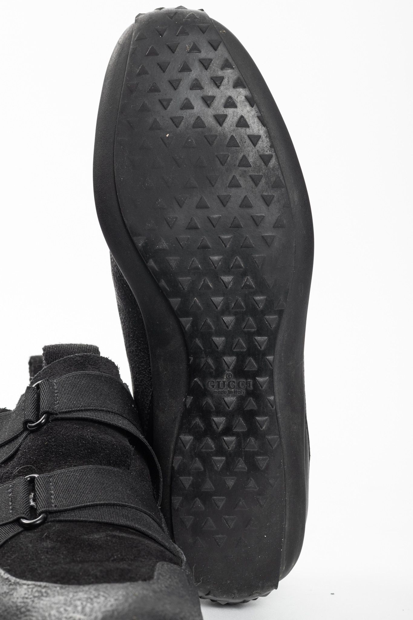 Gucci Gucci Black Suede & Leather Elastic Slip-On Sneakers Size US 6.5 / IT 36.5 - 5 Thumbnail