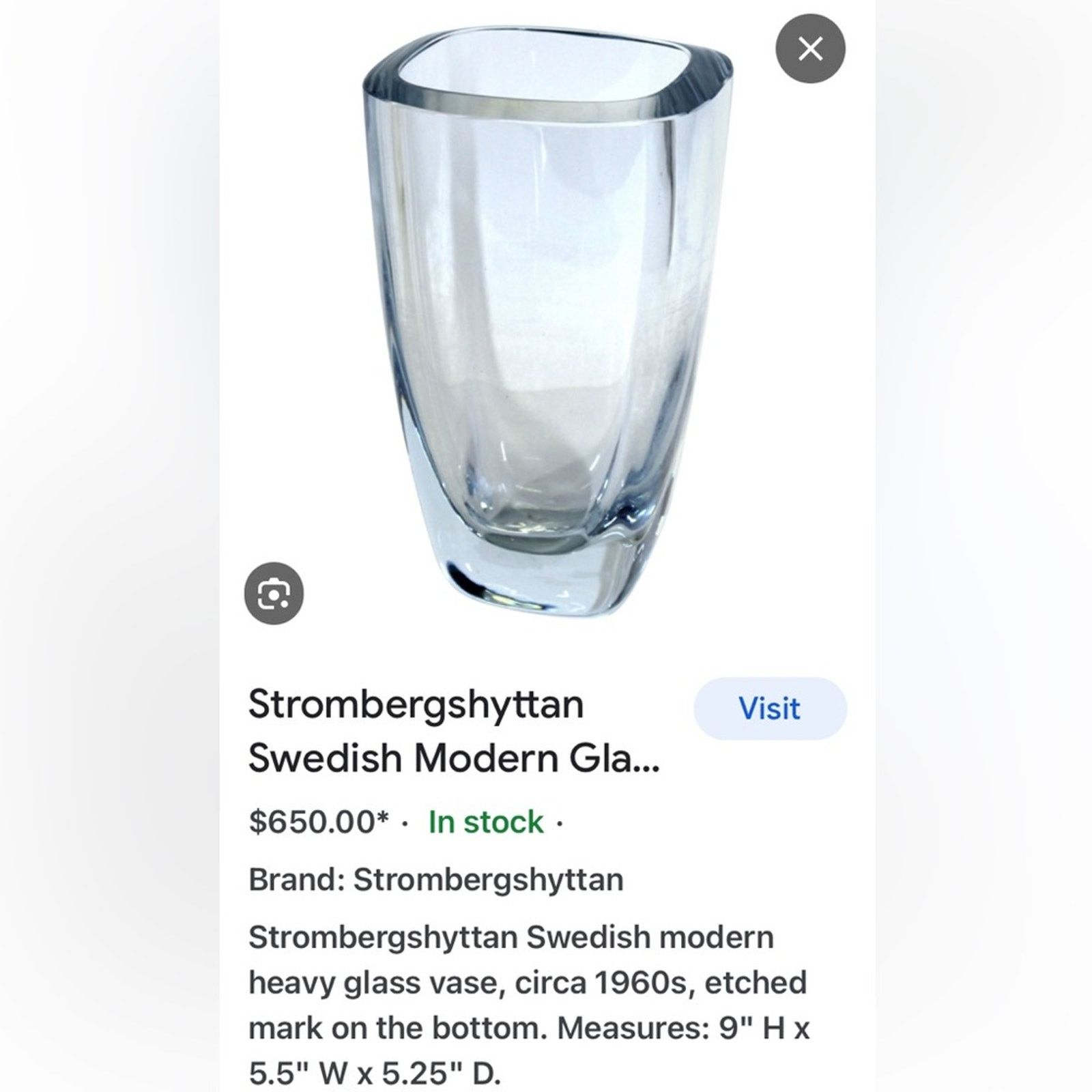 Vintage Sweden 30's-60's crystal glass bowl vase possibly Stromberg Size ONE SIZE - 12 Thumbnail