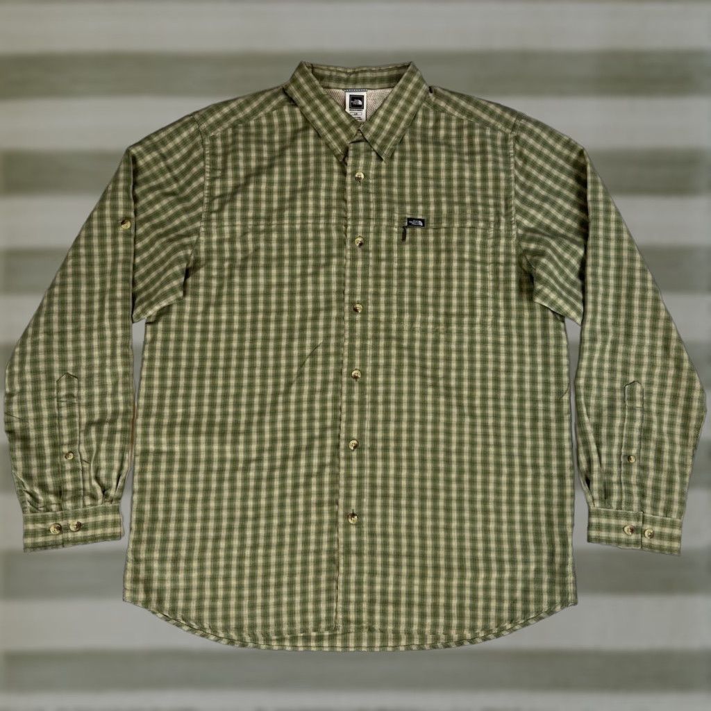The North Face The North Face Men's Button-Up Shirt Plaid Roll Up Sleeves Sz L Green Regular 60% Modal, 40% Polyester Pockets Outdoor Shirt Size US L / EU 52-54 / 3 - 1 Thumbnail