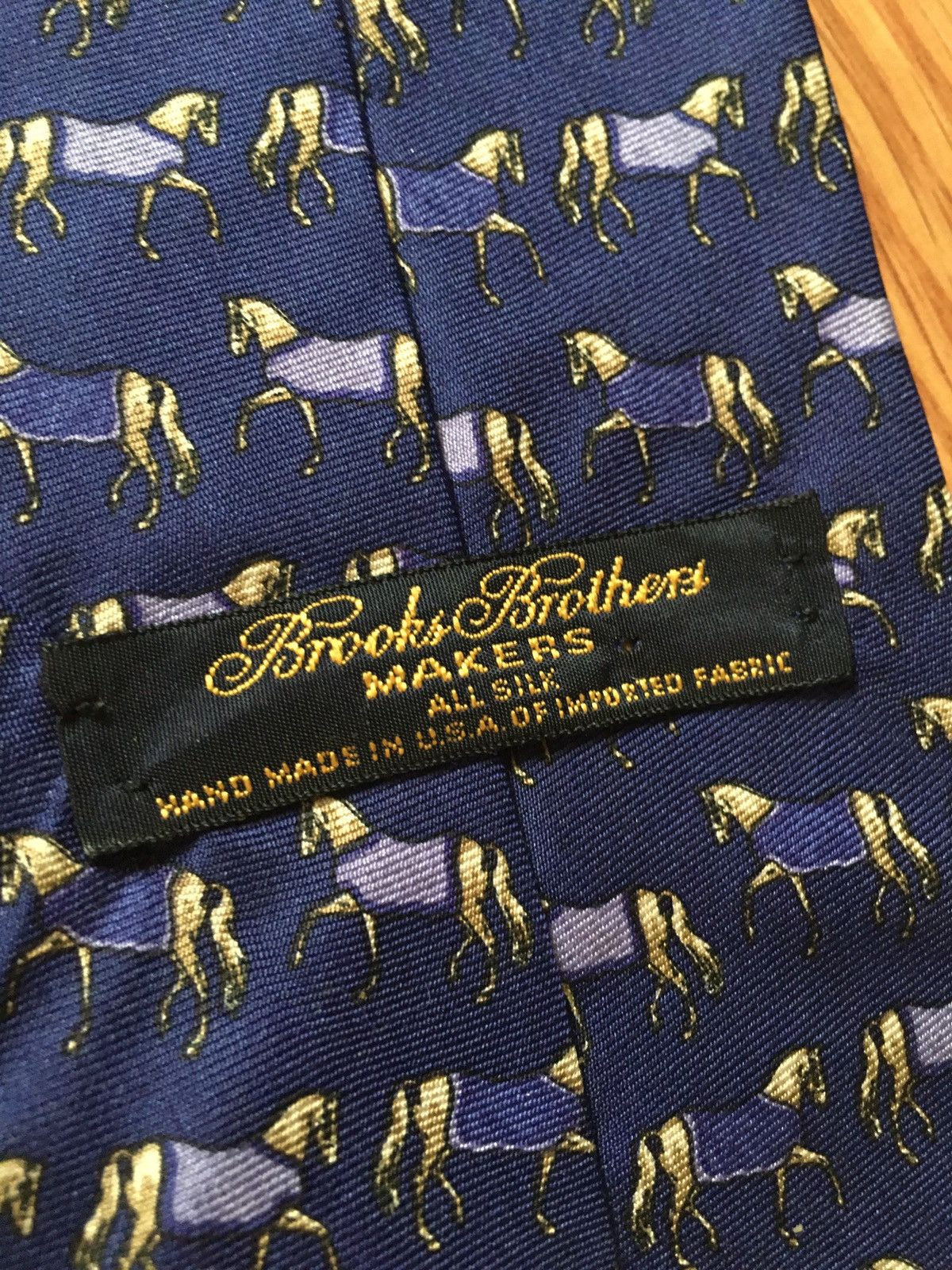 Brooks Brothers × Designer Brooks Brothers Designer Horses Print Blue Silk Mens Tie Size ONE SIZE - 5 Thumbnail