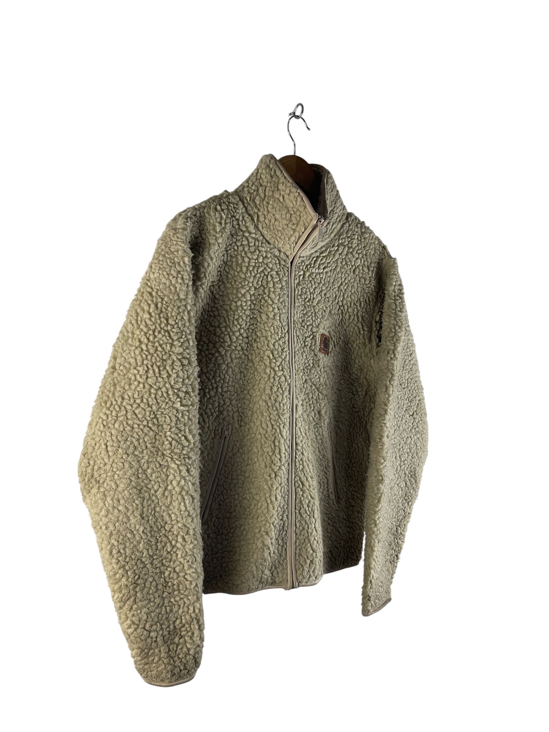 Carhartt Vintage Carhartt Sherpa Fleece Jacket Beige Leather Patch Size US M / EU 48-50 / 2 - 5 Thumbnail