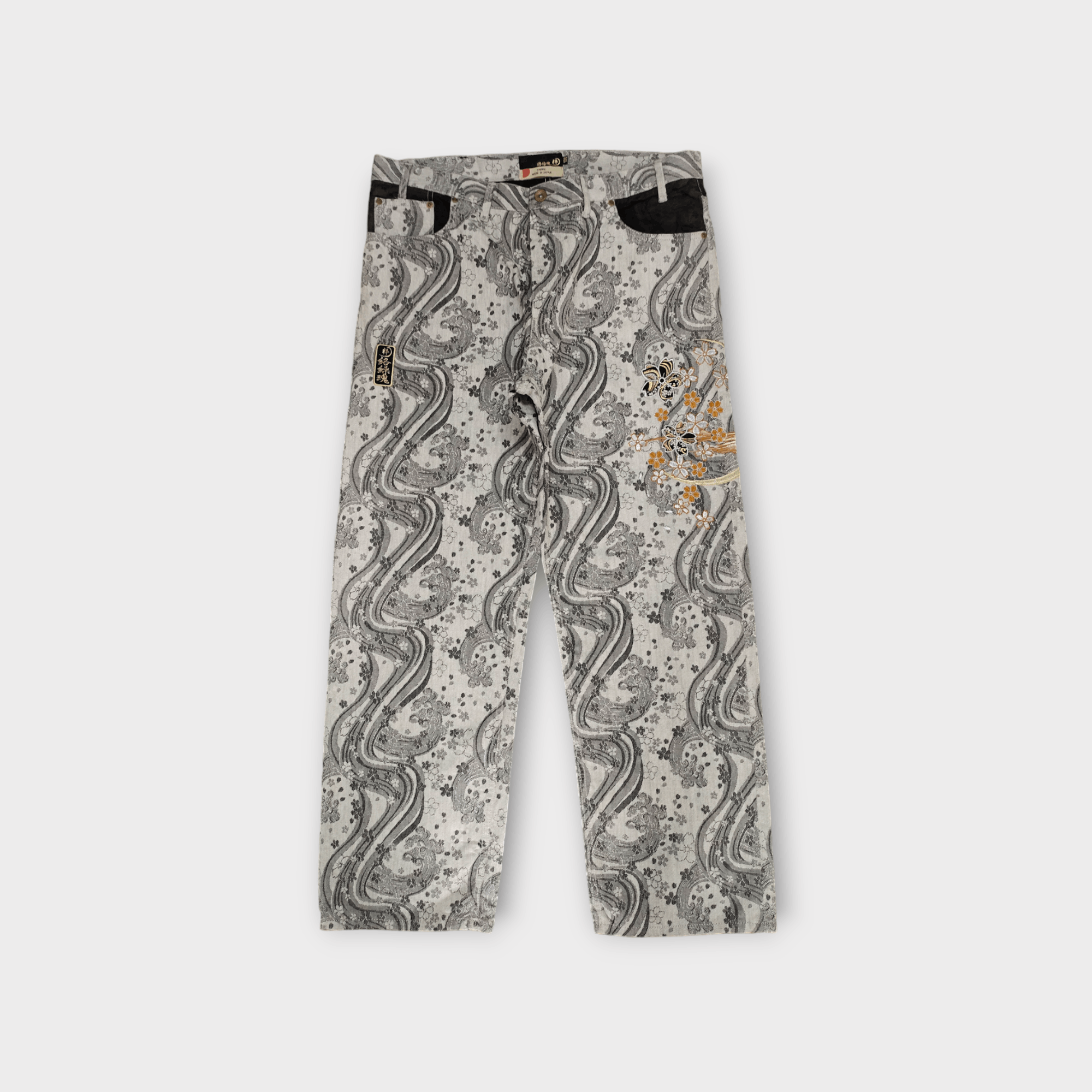 Karakuri Tamashii OG Karakuri Tamashi Sakura & Great Wave Embroider Baggy Jean Size US 39 - 3 Thumbnail