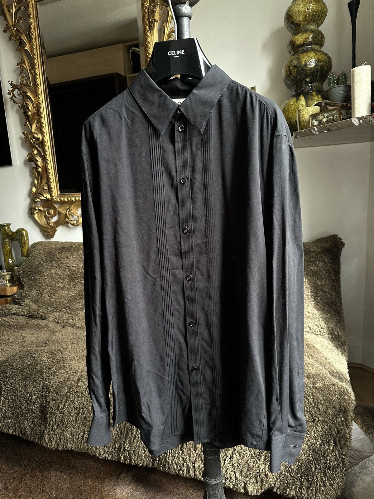 image of Celine Hedi Slimane Shirt in Black, Men's (Size Small)