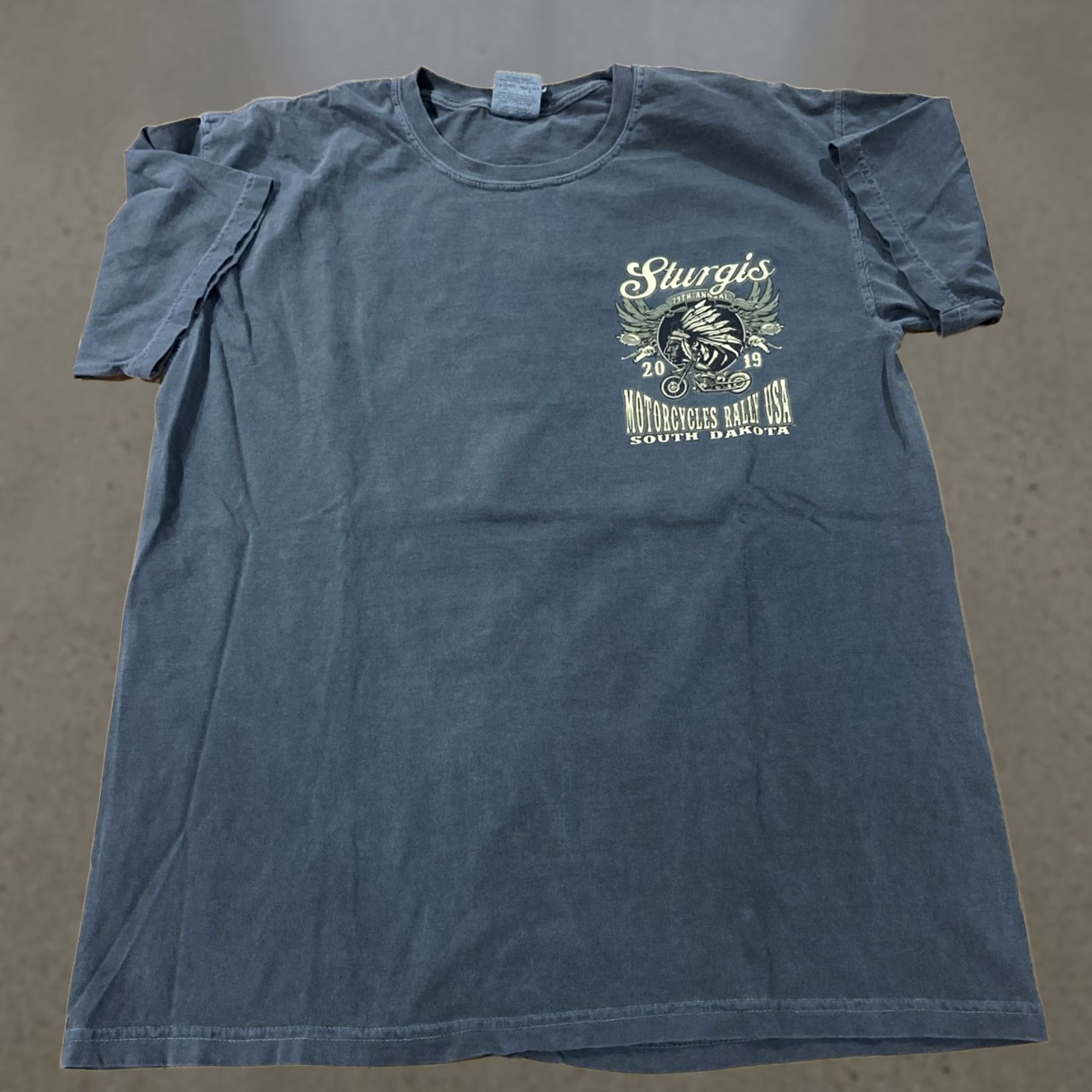 Gildan Sturgis Motorcycle Rally Shirt Mens L Short Sleeve Gray 2019 Rally Native T-Shirt Gildan Mens Green Size US L / EU 52-54 / 3 - 1 Thumbnail