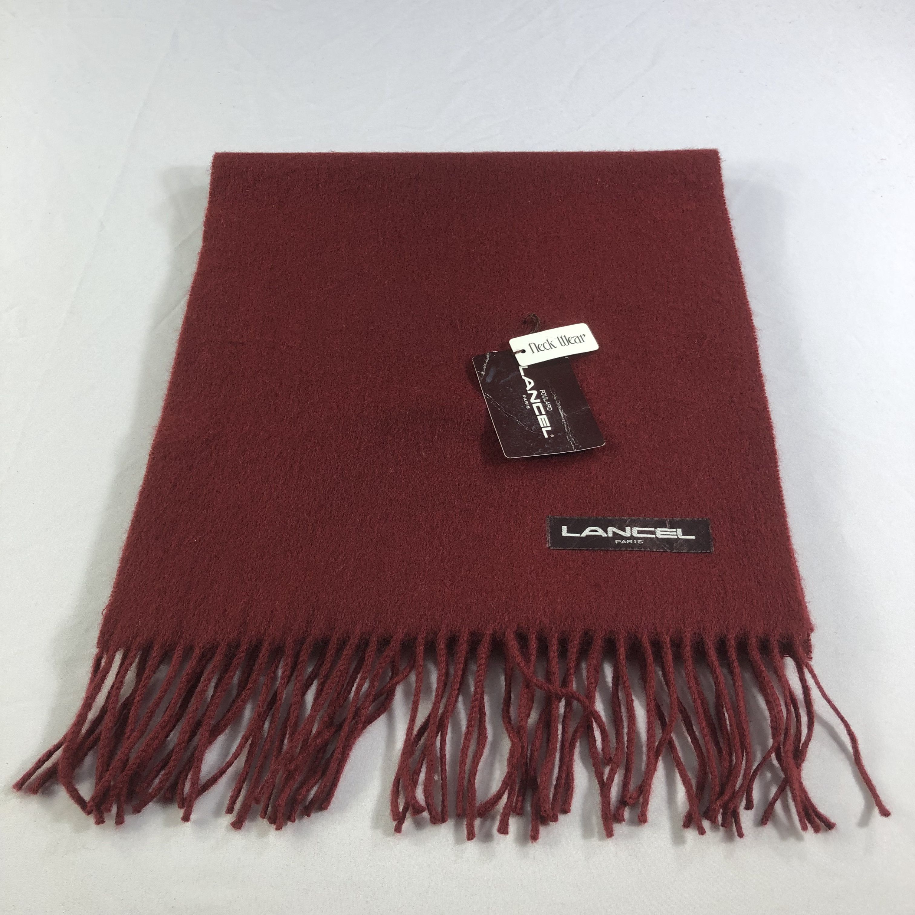 Lancel Lancel Plain Burgundy Wool Scarf Muffler V1463 Size ONE SIZE - 2 Thumbnail