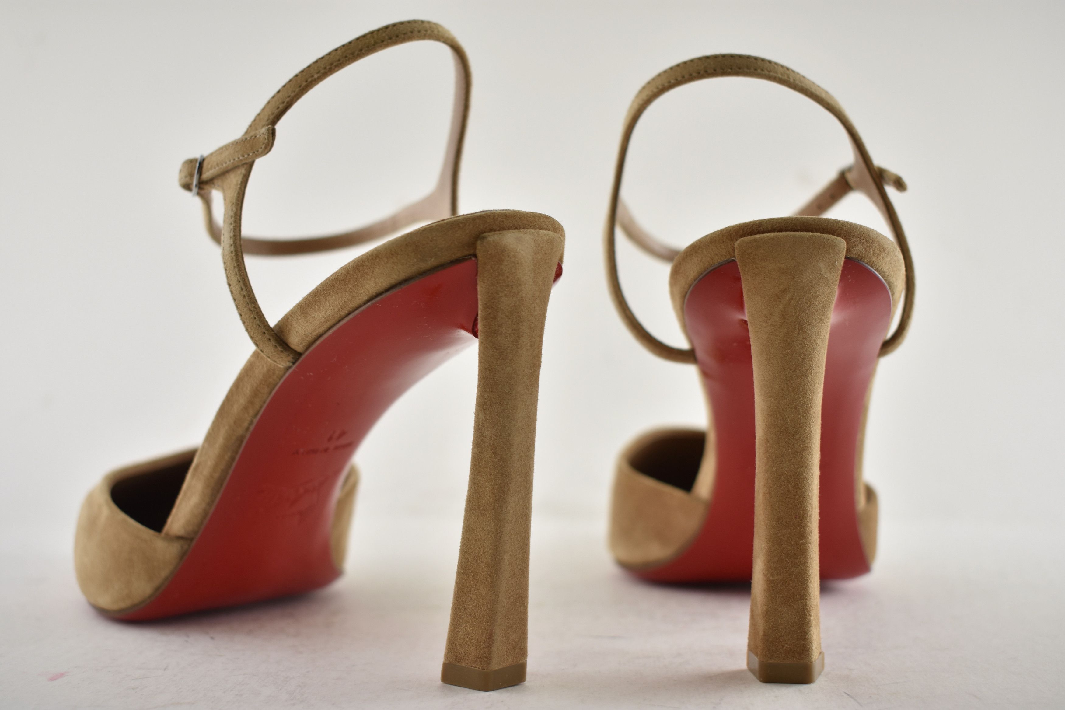Christian Louboutin Condora Riviera 85 Lionne Beige Brown Strap Heel Pump 40 Size US 10 / IT 40 - 16 Thumbnail