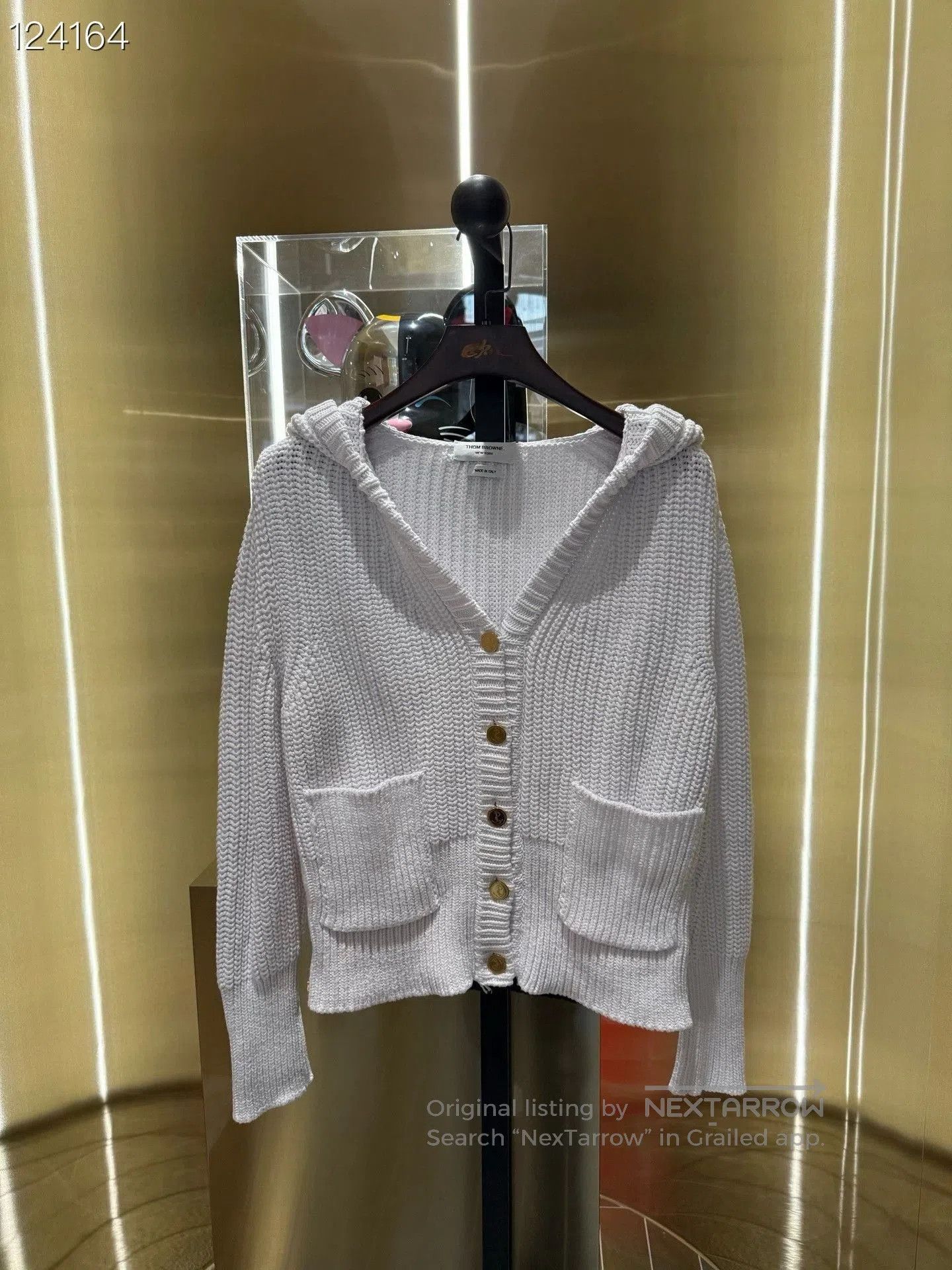 Thom Browne Thom Browne White Knit Hooded Jacket. Size US XXS / EU 40 - 1 Thumbnail