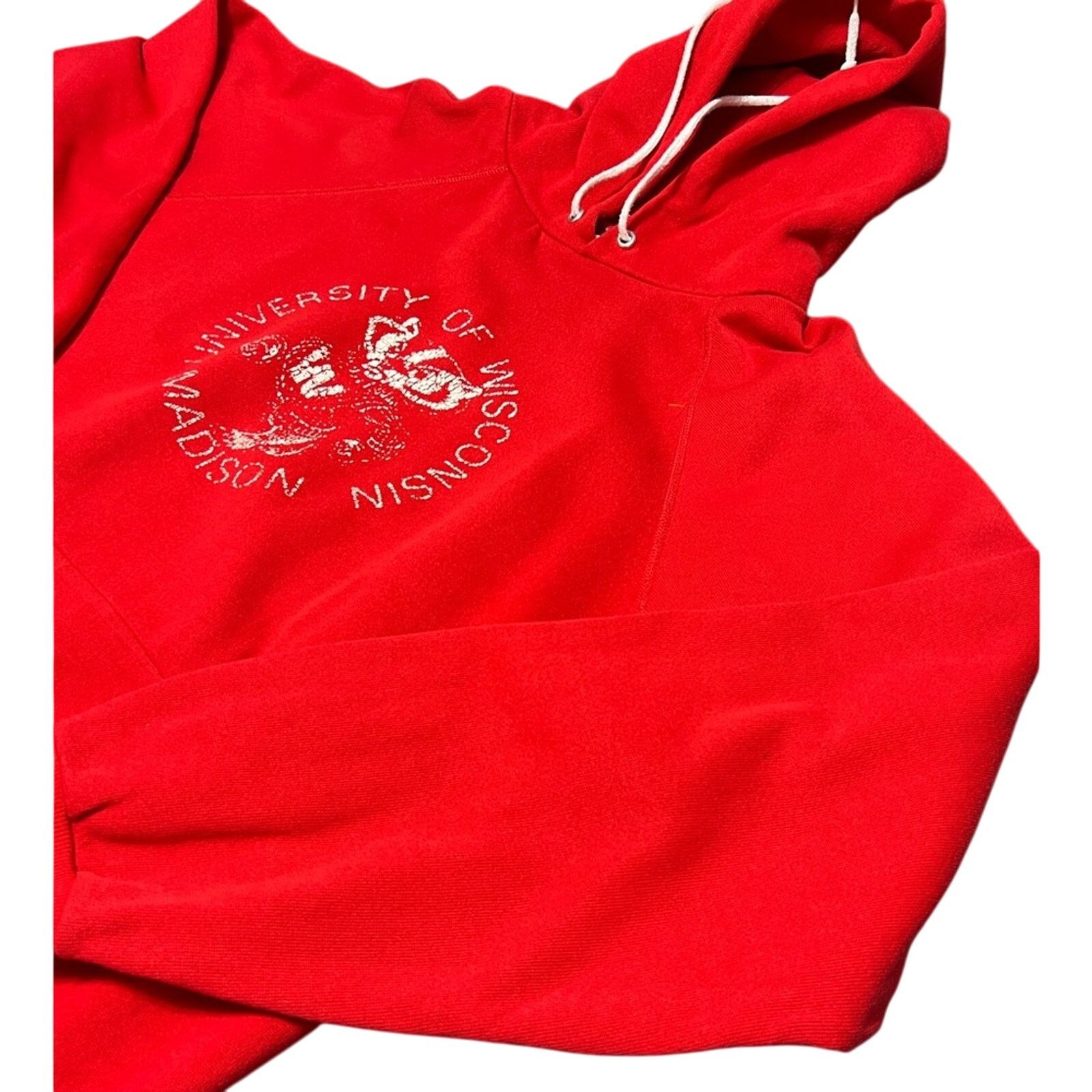 Hanes Vintage Wisconsin Badgers Hoodie Sweatshirt 80s MADE IN USA Size US XL / EU 56 / 4 - 6 Thumbnail