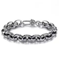 Jewelry Silver Chain Bracelet with Black Leaf-Shaped Accents Size ONE SIZE - 7 Thumbnail