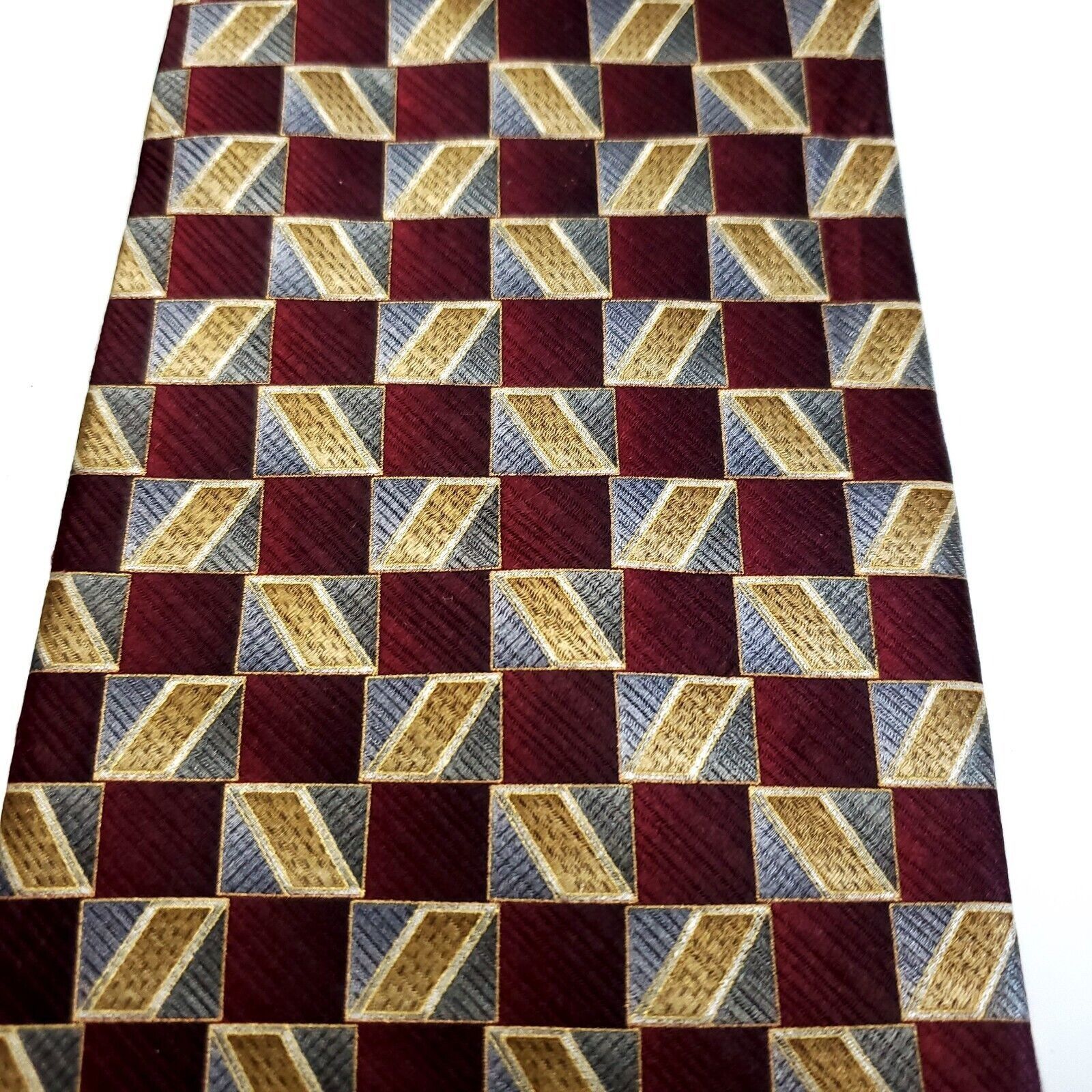 Van Heusen Van Heusen Red Tan Gray Print Wide Geometric Silk Tie Size ONE SIZE - 2 Thumbnail