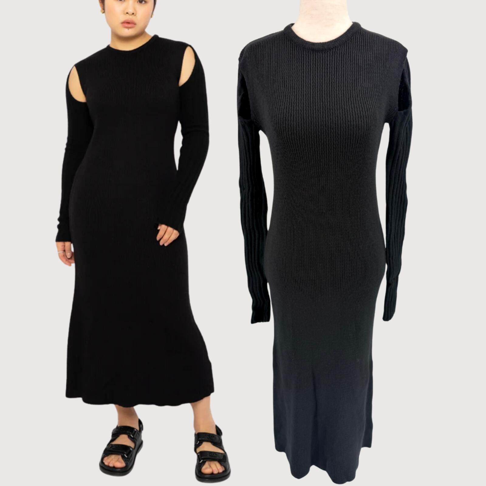 Other Open YY Shoulder Cutout Knit Maxi Dress Black 1 Size L / US 10 / IT 46 - 1 Thumbnail