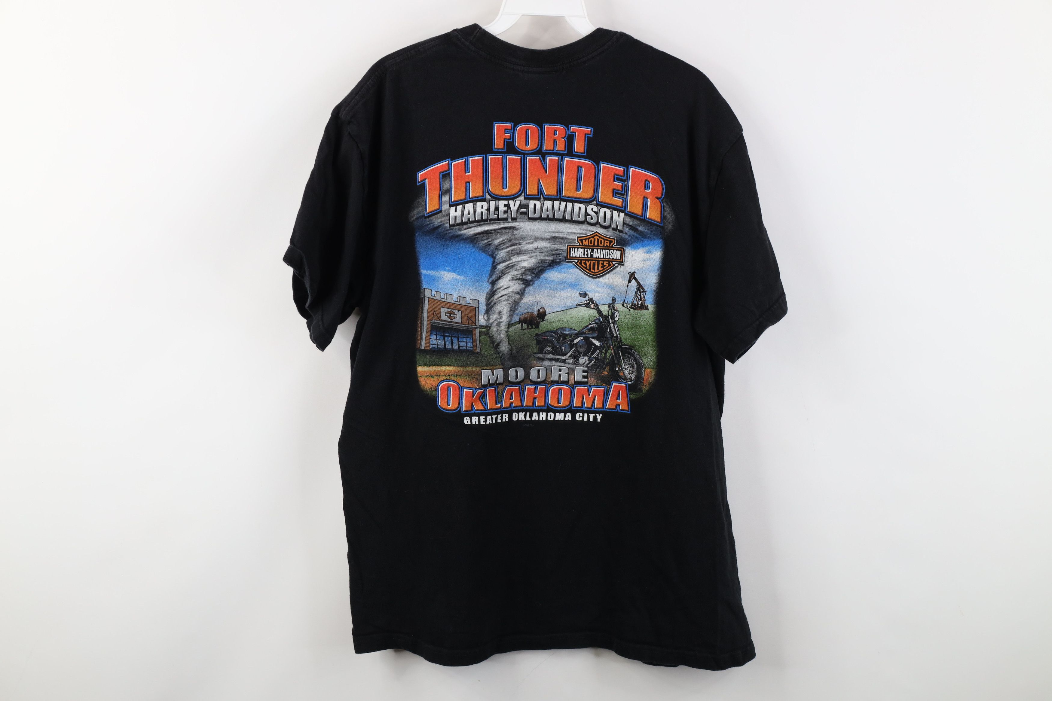 Harley Davidson Vintage Y2K Harley Davidson Spell Tornado Oklahoma T-Shirt Size US XL / EU 56 / 4 - 12 Thumbnail