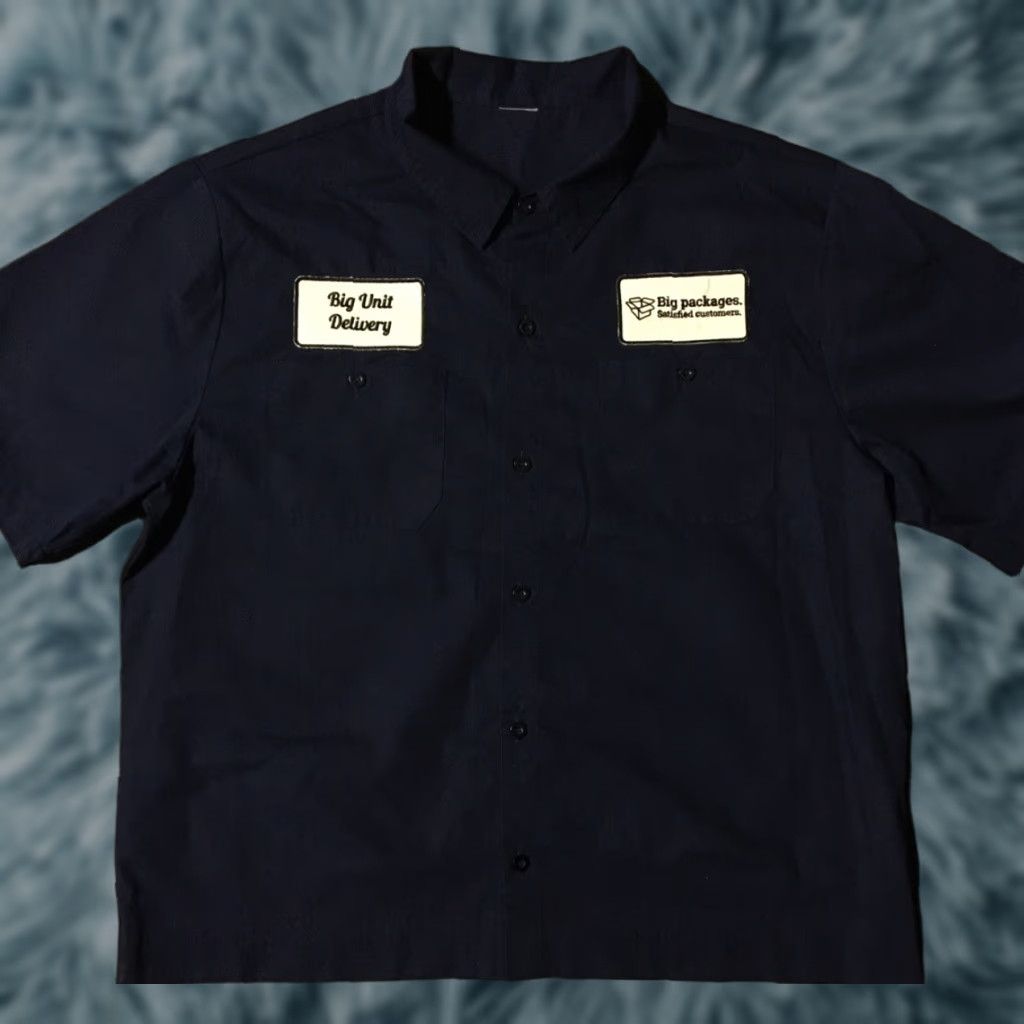 Vintage VINTAGE Big Unit Delivery Big Packages Button Up Shirt L Blue Men Short Sleeve T-Shirt Button Up Shirt Size US L / EU 52-54 / 3 - 1 Thumbnail