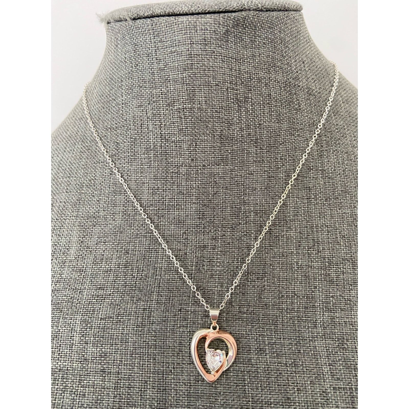 Other heart pendant necklace with rhinestone Size ONE SIZE - 1 Thumbnail