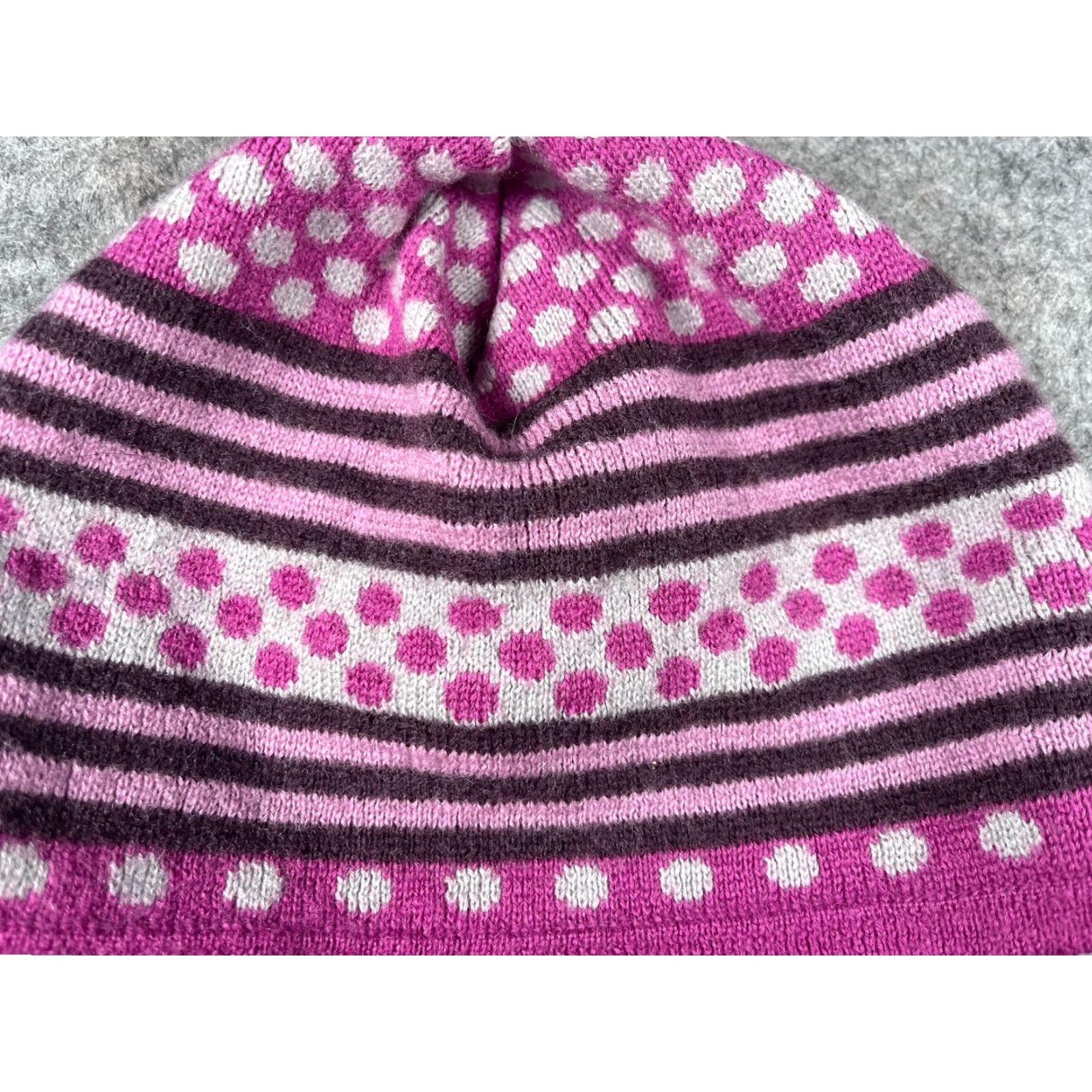 Pinko Beanie Hat Women One Size Pink Polka Dot Stripe Knit Acrylic Polyester Lined Ski Beanie Size ONE SIZE - 3 Thumbnail
