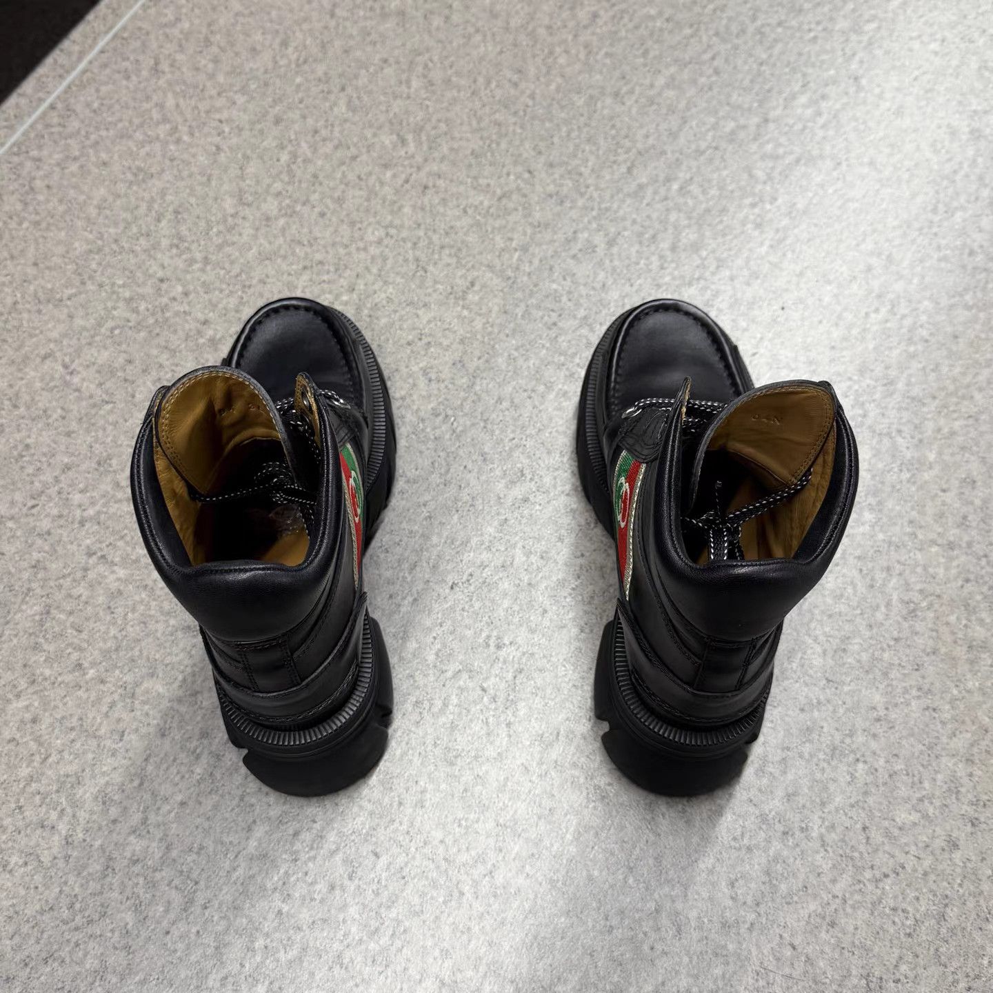 Gucci Gucci Interlocking G Black Leather Combat Boots K15 Size US 6 / IT 36 - 8 Thumbnail