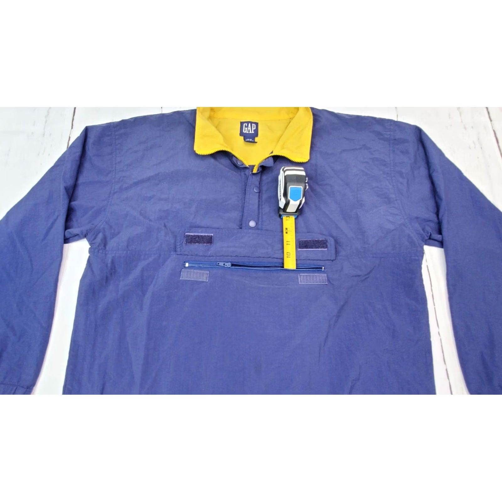 Gap VINTAGE Gap Hooded Windbreaker Anorak Pullover 1/2 Zip Mens M Blue Yellow Jacket Size US M / EU 48-50 / 2 - 3 Thumbnail