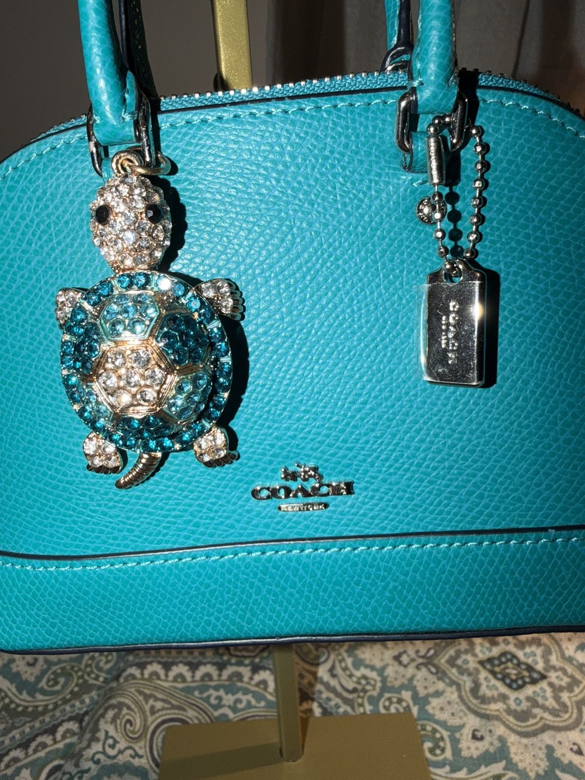 Coach Coach Turquoise Teal Leather Micro Mini Sierra Satchel Cros Size ONE SIZE - 2 Thumbnail