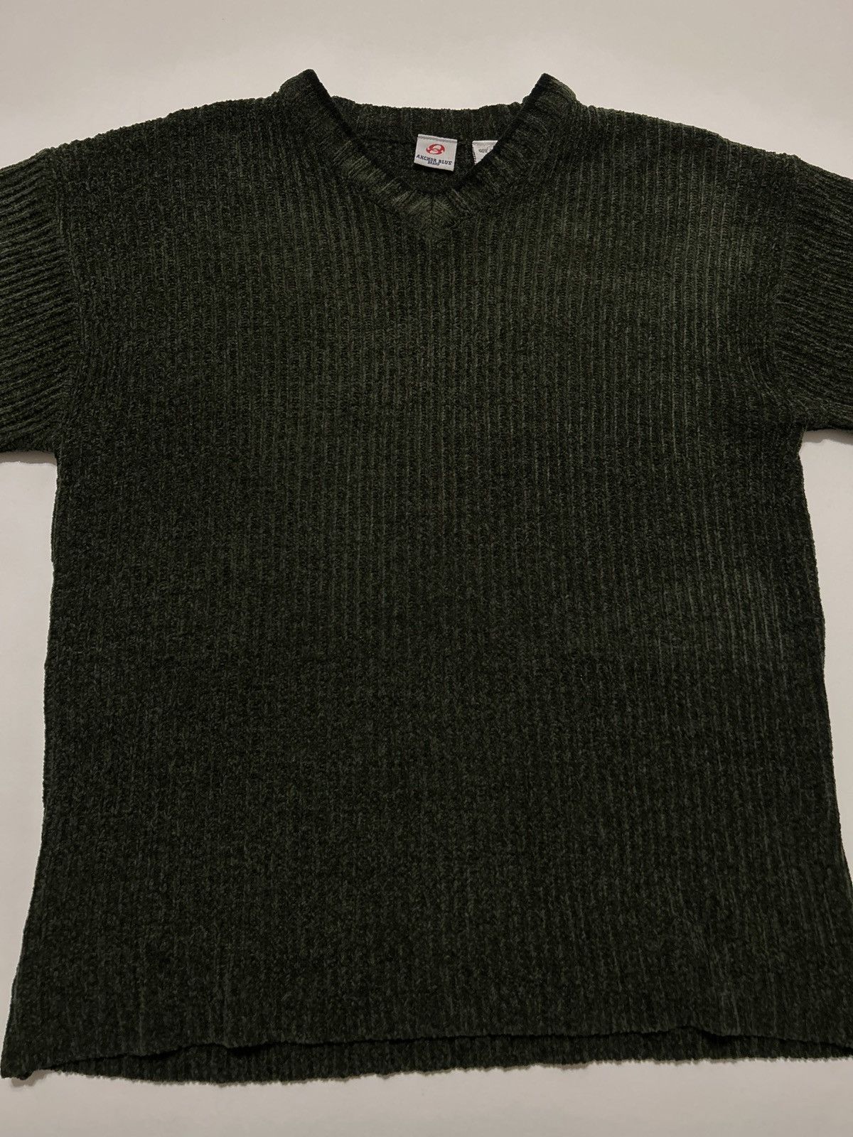 Anchor Blue VTG Anchor Blue Ribbed V-Neck Chenille Sweater Dark Green Size US L / EU 52-54 / 3 - 3 Thumbnail