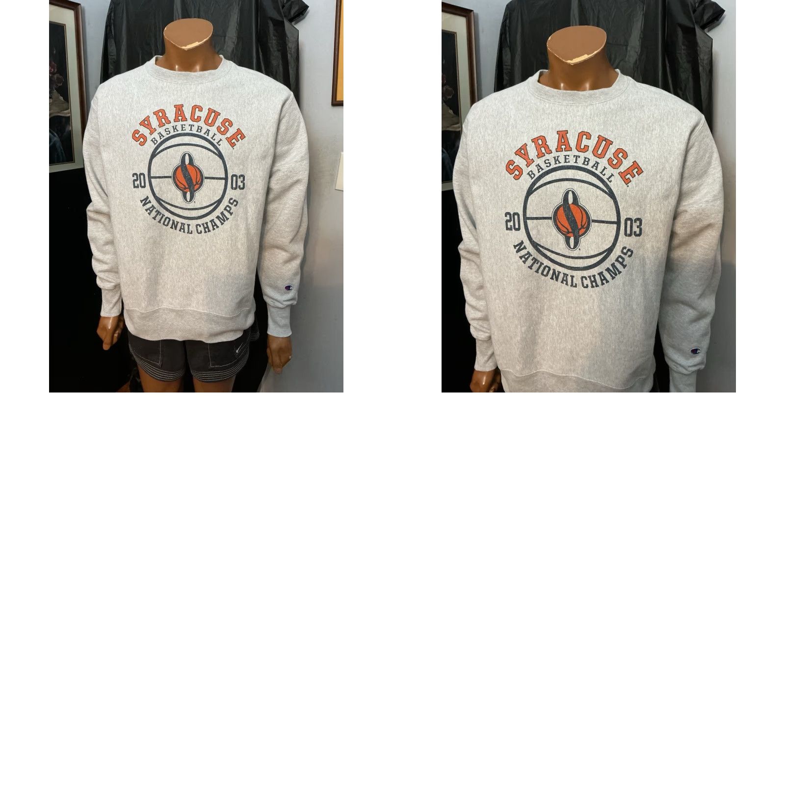 Champion Champion Reverse Weave Syracuse Orange Basketball 2003 Champions Sweatshirt Sz.L Gray Mens Size US L / EU 52-54 / 3 - 8 Thumbnail