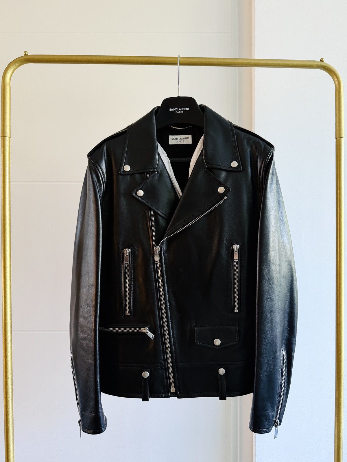 Saint Laurent Paris Saint Laurent Paris – Iconic Black Leather Biker Jacket Size US L / EU 52-54 / 3 - 3 Thumbnail