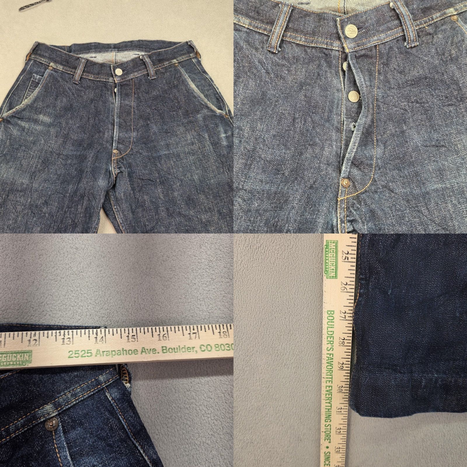 Trophy Clothing Trophy Clothing Dirt Denim Indigo Selvedge Jeans Buckleback Bootcut Baggy 28x32 Jeans Mens Blue 28 Inseam 32 Buckle Buckle Back Stadium? Size US 28 / EU 44 - 8 Thumbnail
