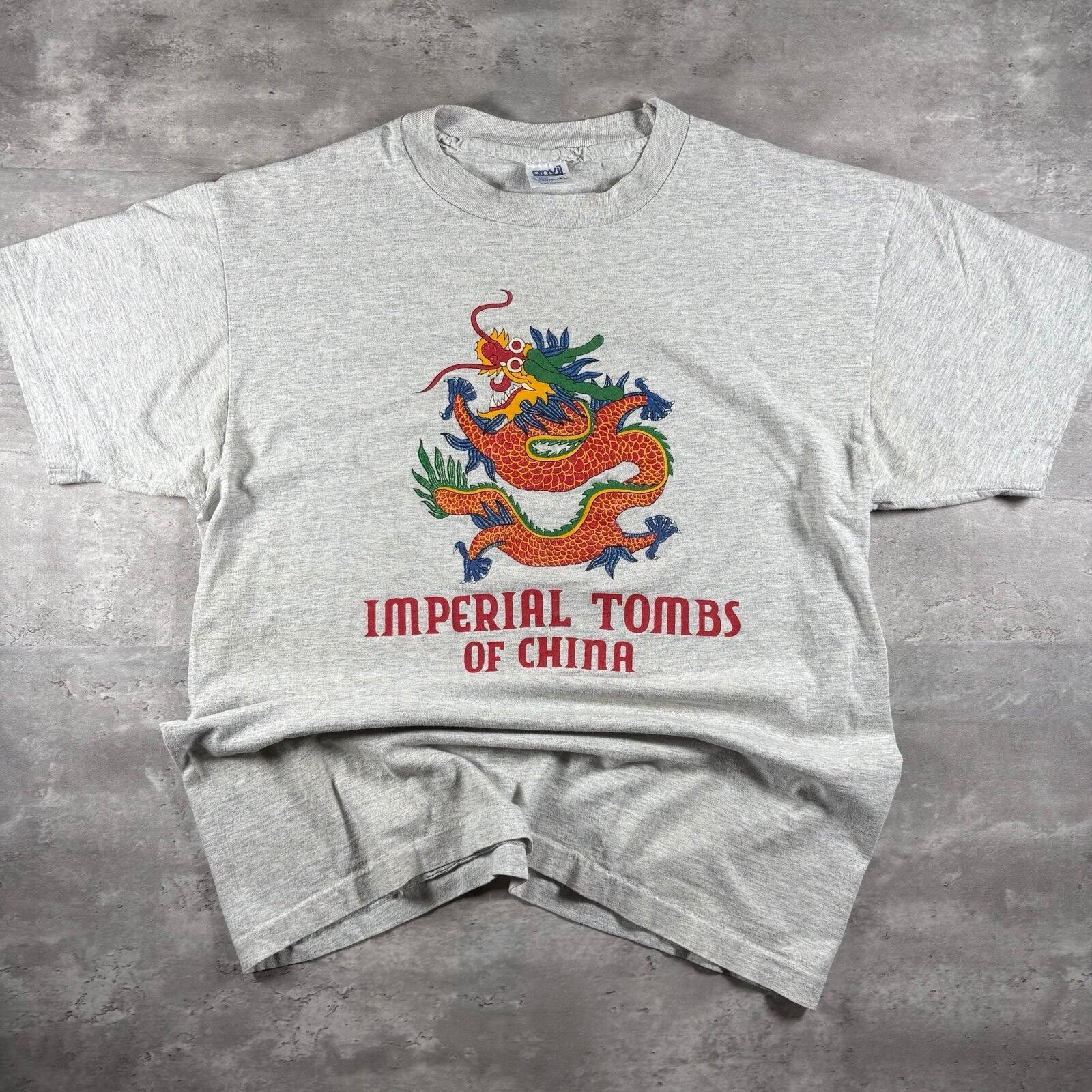 Anvil Vintage 90s Chinese Dragon single stitch tee Size US XL / EU 56 / 4 - 1 Thumbnail