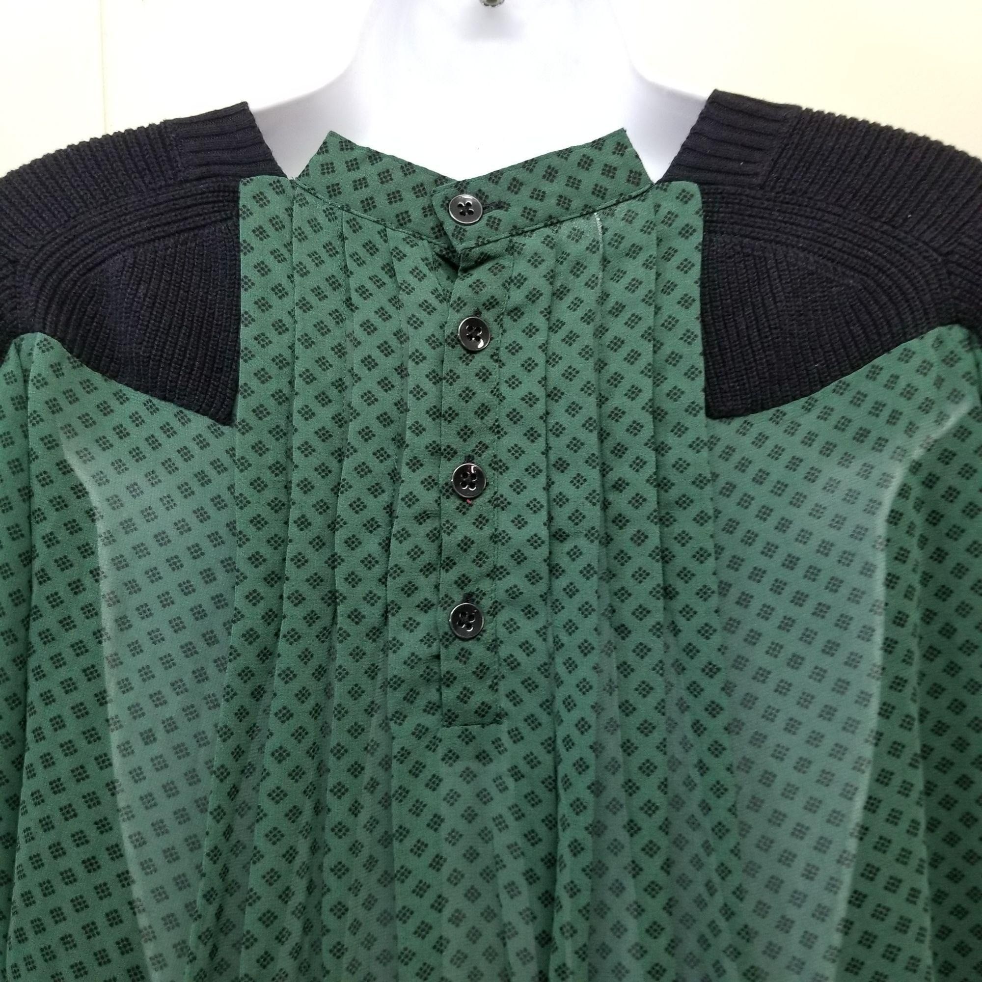 Other Cabi M Black Knit Green Print Chiffon Contrast Sweater 3520 Size M / US 6-8 / IT 42-44 - 4 Thumbnail