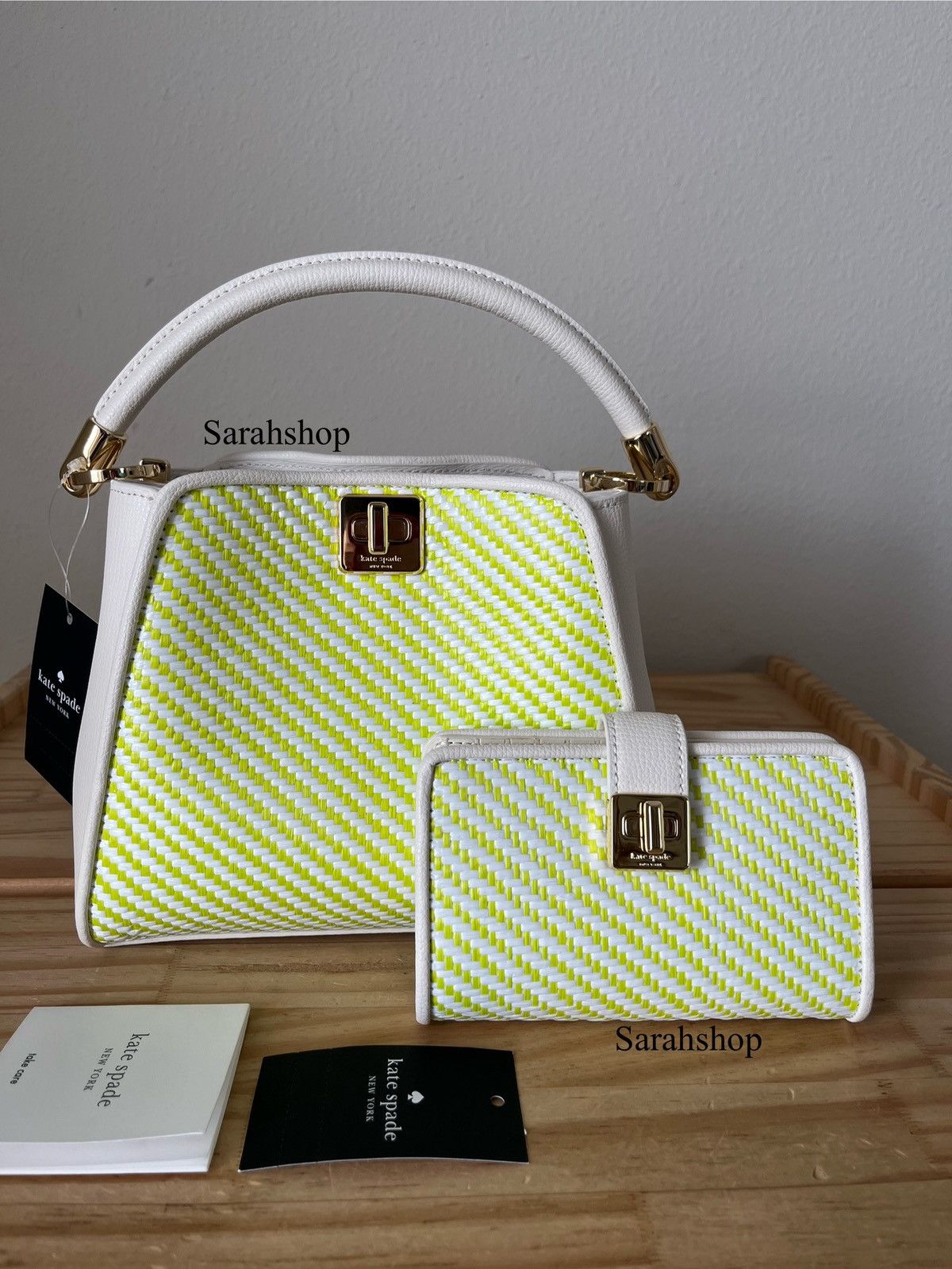 Kate Spade Phoebe Straw Small Top Handle Bag Set in Green, Women's