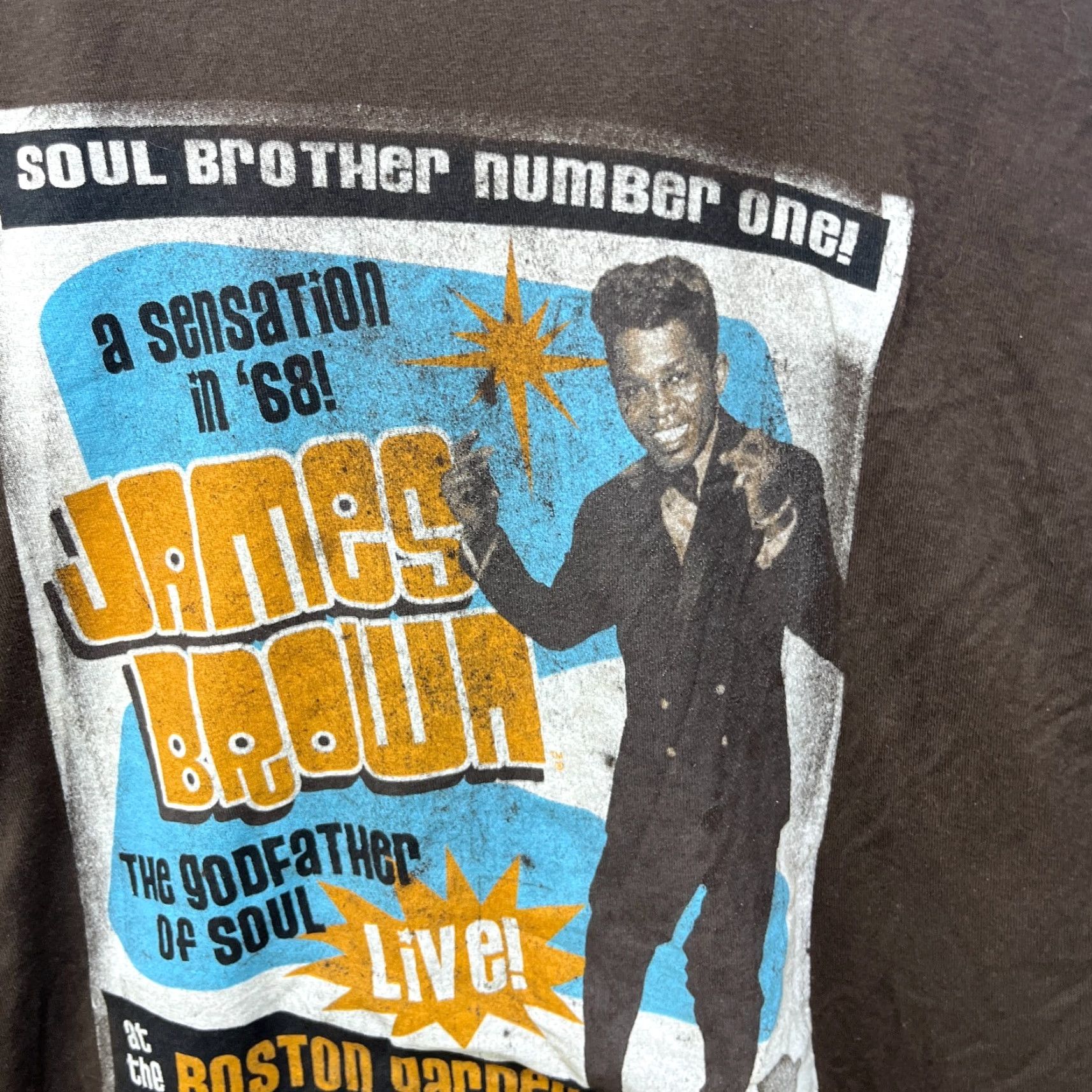 Liquid Blue VINTAGE Liquid Blue Shirt XL James Brown 90s Brown Cotton Crew Neck Mens T-Shirt Size US XL / EU 56 / 4 - 3 Thumbnail