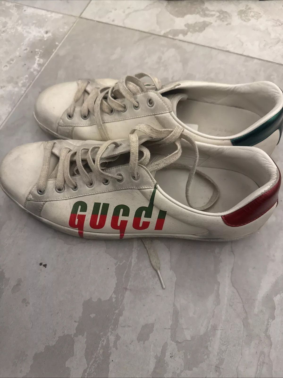 Gucci Gucci Ace Sneakers White 11 Distressed Low Tops Leather Size US 11 / EU 44 - 4 Thumbnail