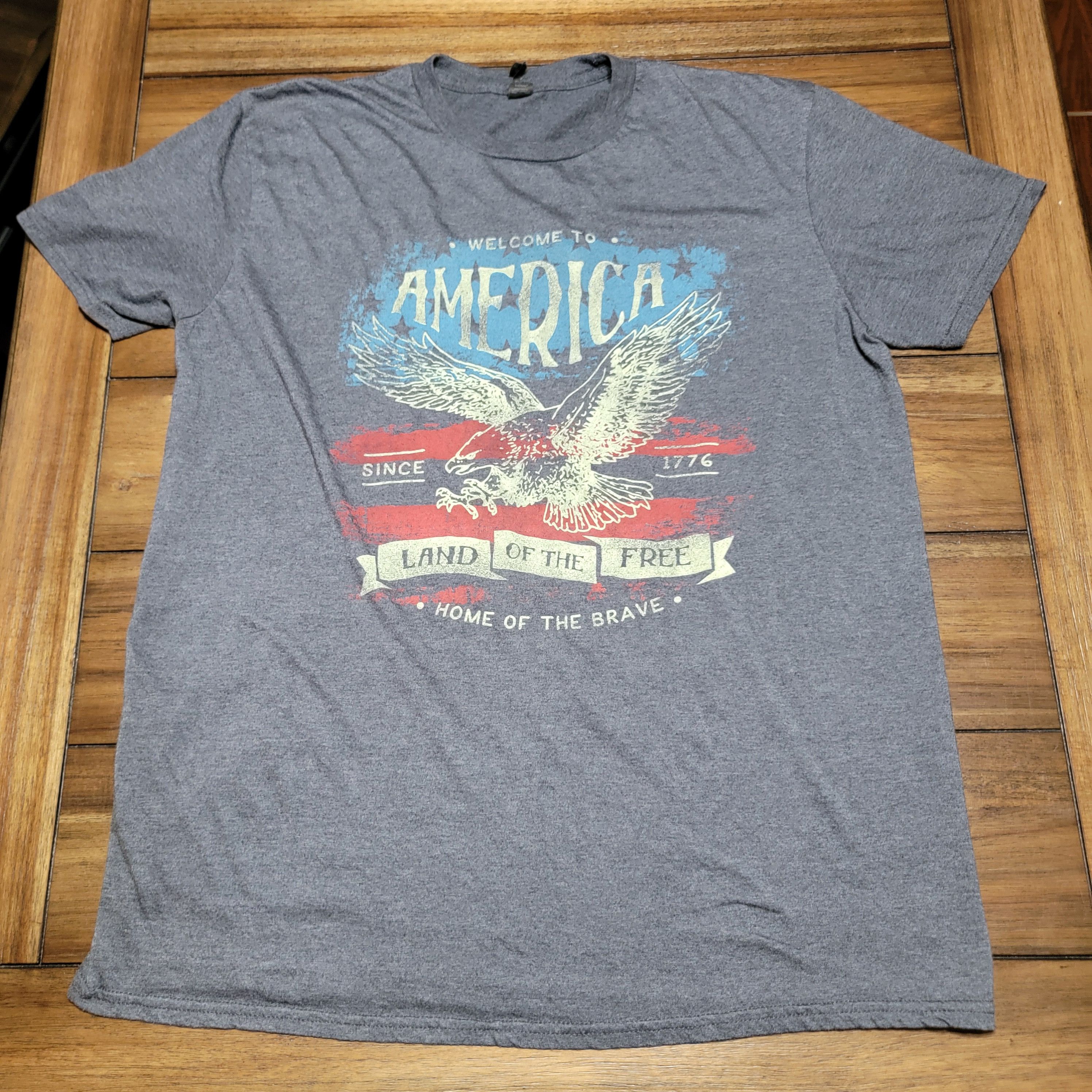 Anvil Anvil SS Dark Grey Unisex Tee "Welcome To America" - Size XL Size US XL / EU 56 / 4 - 1 Thumbnail