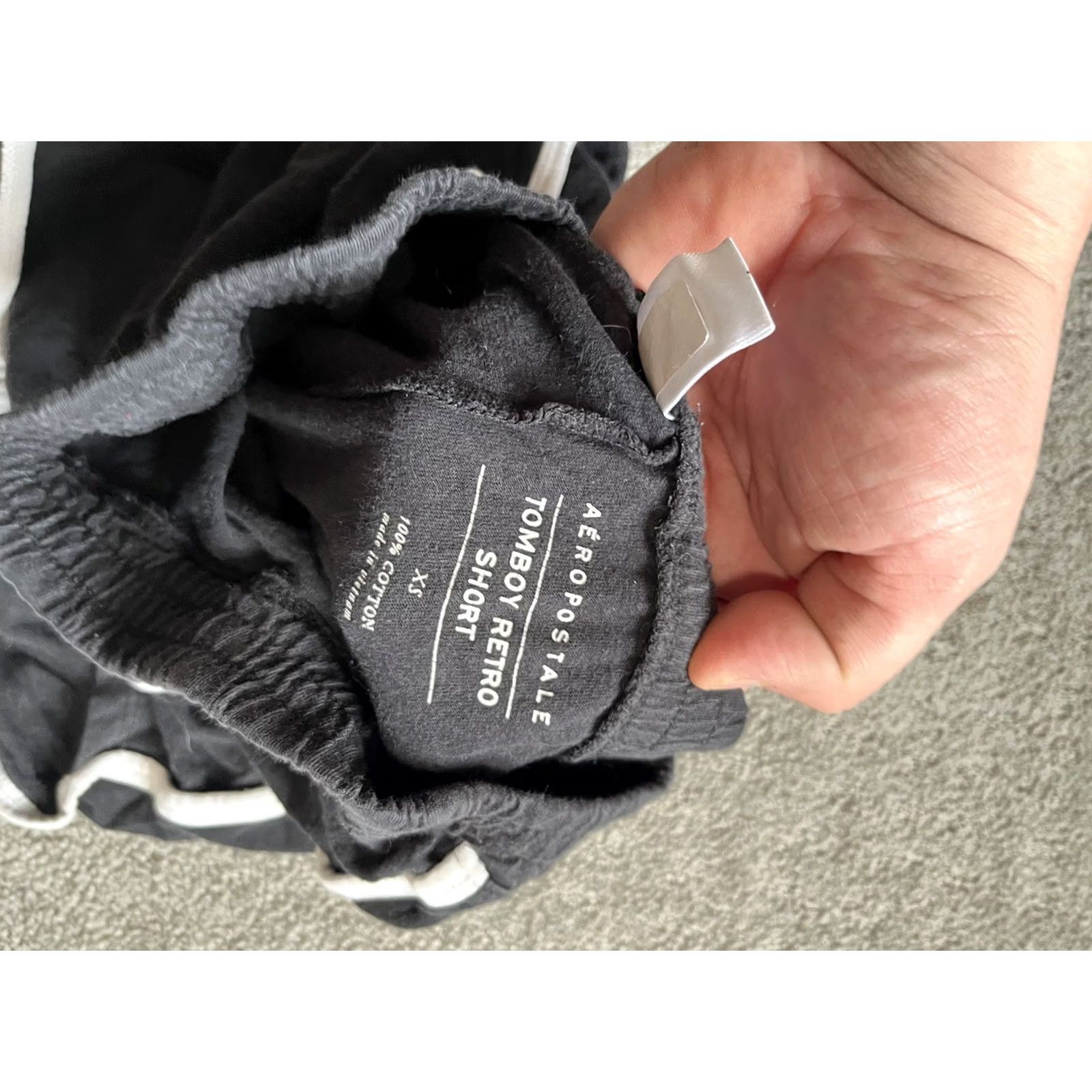 Aeropostale AEROPOSTALE RETRO TOMBOY SHORT Black WHITE TRIM COTTON DRAWSTRING SIZE XS Size 26" / US 2 / IT 38 - 3 Thumbnail
