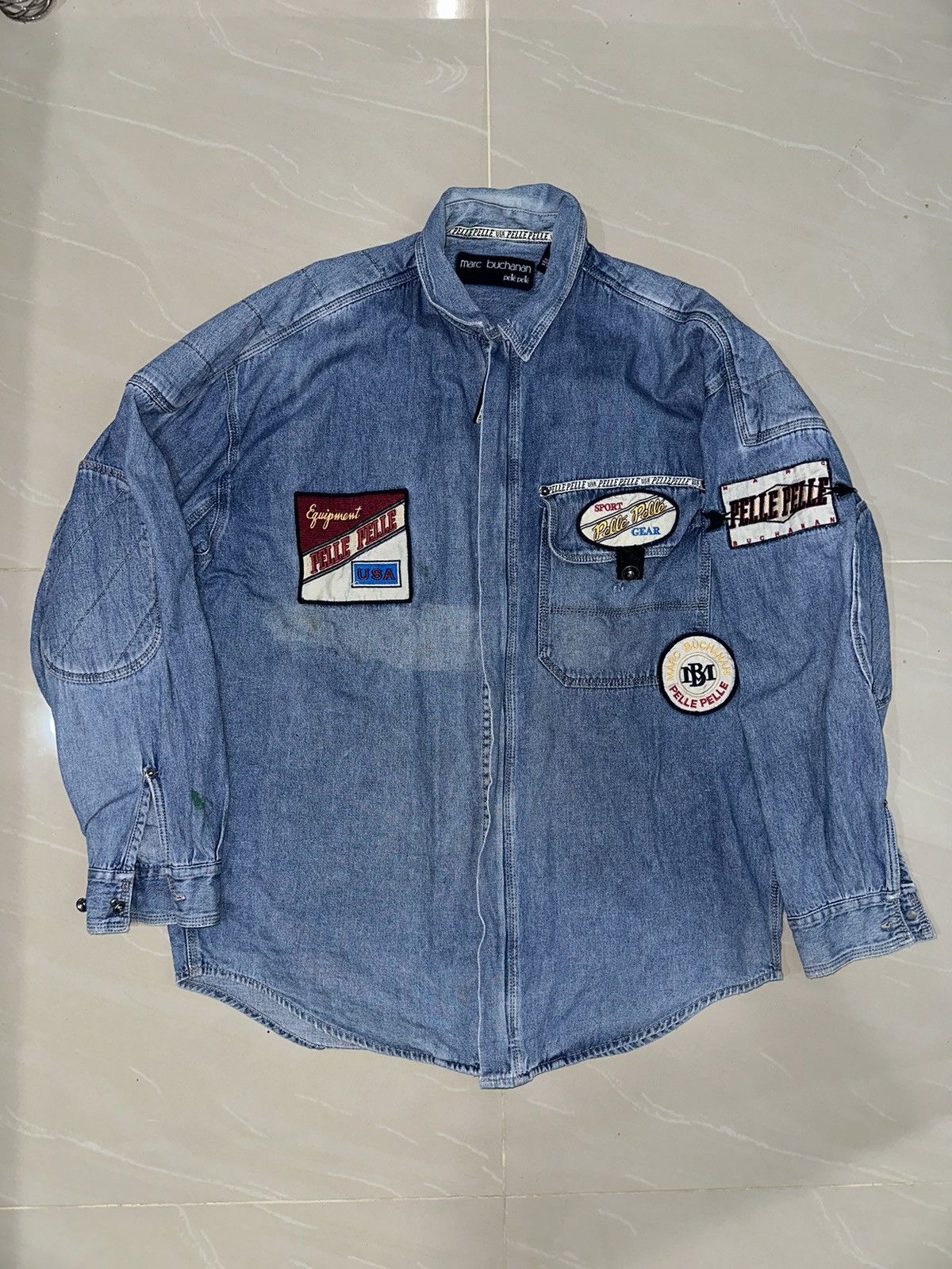 Marc Buchanan × Pelle Pelle × Vintage Vintage Denim Pelle Pelle jacket Size US L / EU 52-54 / 3 - 1 Thumbnail