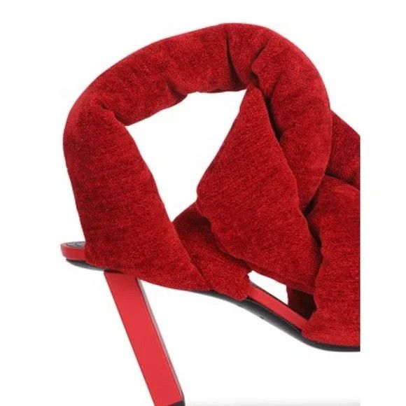 Balmain o1y0625 Velvet Sandals in Red Size US 7 / IT 37 - 3 Thumbnail