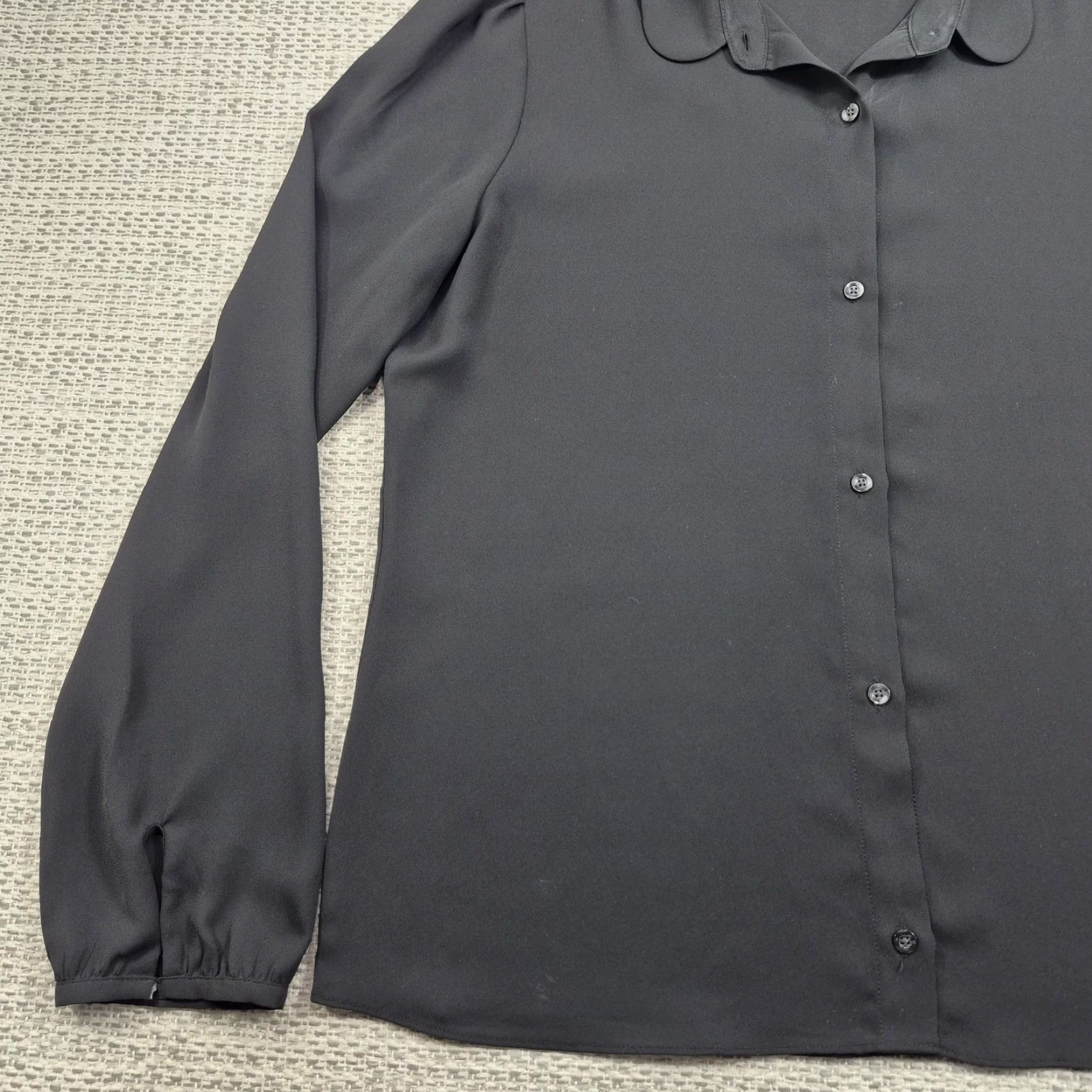 Vintage Sunday Best Blouse Shirt Womens Large Black Button Up Peter Pan Collar 90s California Classic Retro USA Mens? Size L / US 10 / IT 46 - 3 Thumbnail