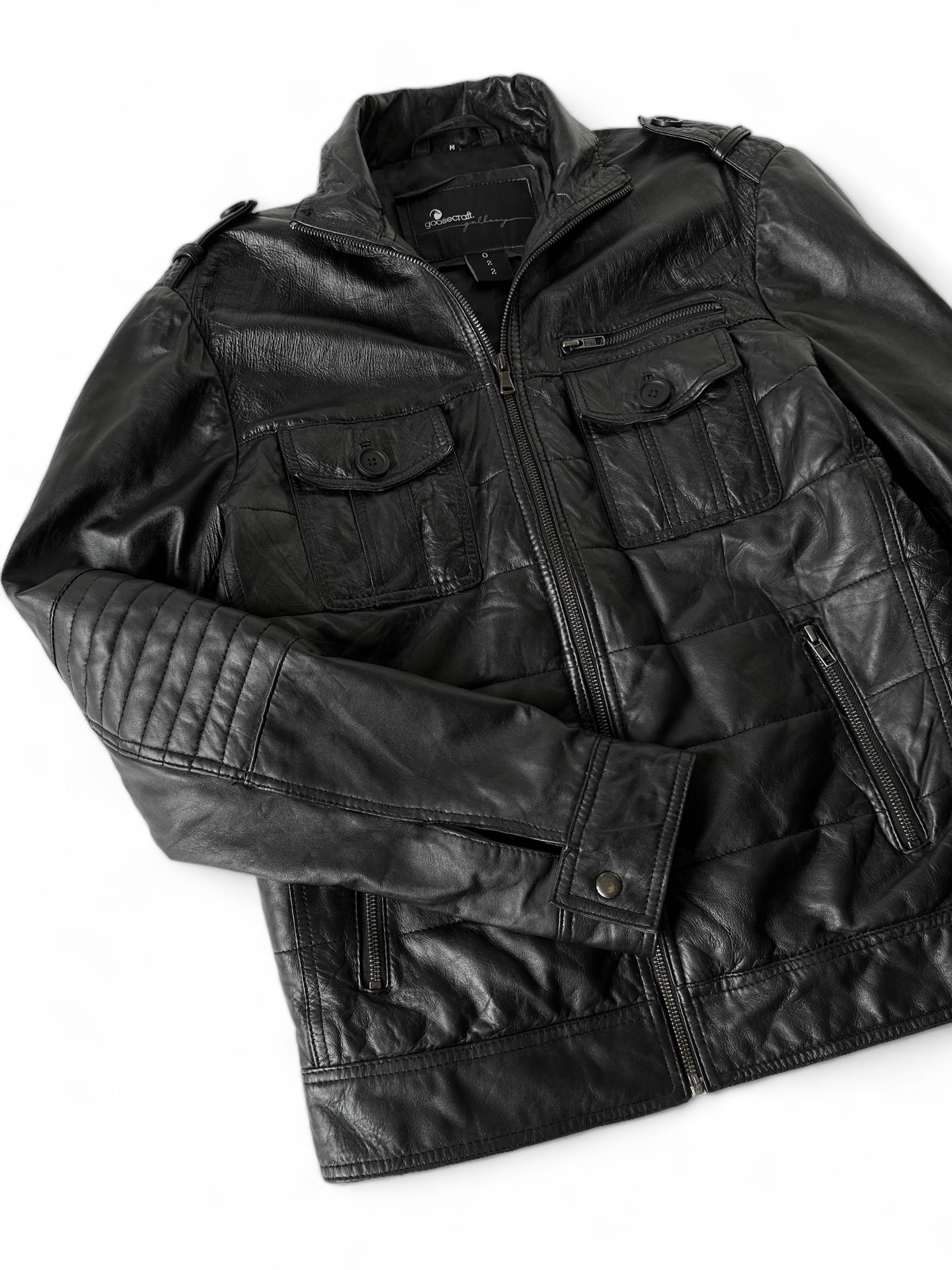 Allsaints Goosecraft Black Leather Jacket (M) Size US M / EU 48-50 / 2 - 4 Thumbnail