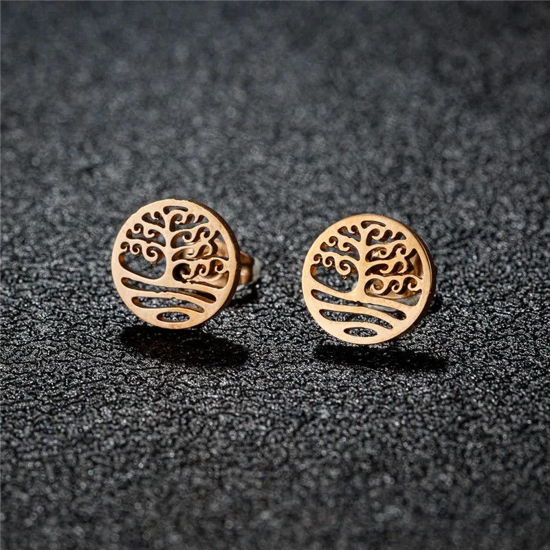 Jewelry Tree of Life Mini Stud Earrings Charm Earring Gift Size ONE SIZE - 1 Thumbnail