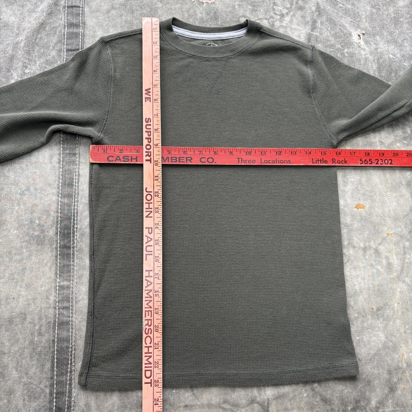 Faded Glory Vintage Y2K Faded Glory Olive Green Waffle Thermal Shirt Size US XS / EU 42 / 0 - 3 Thumbnail