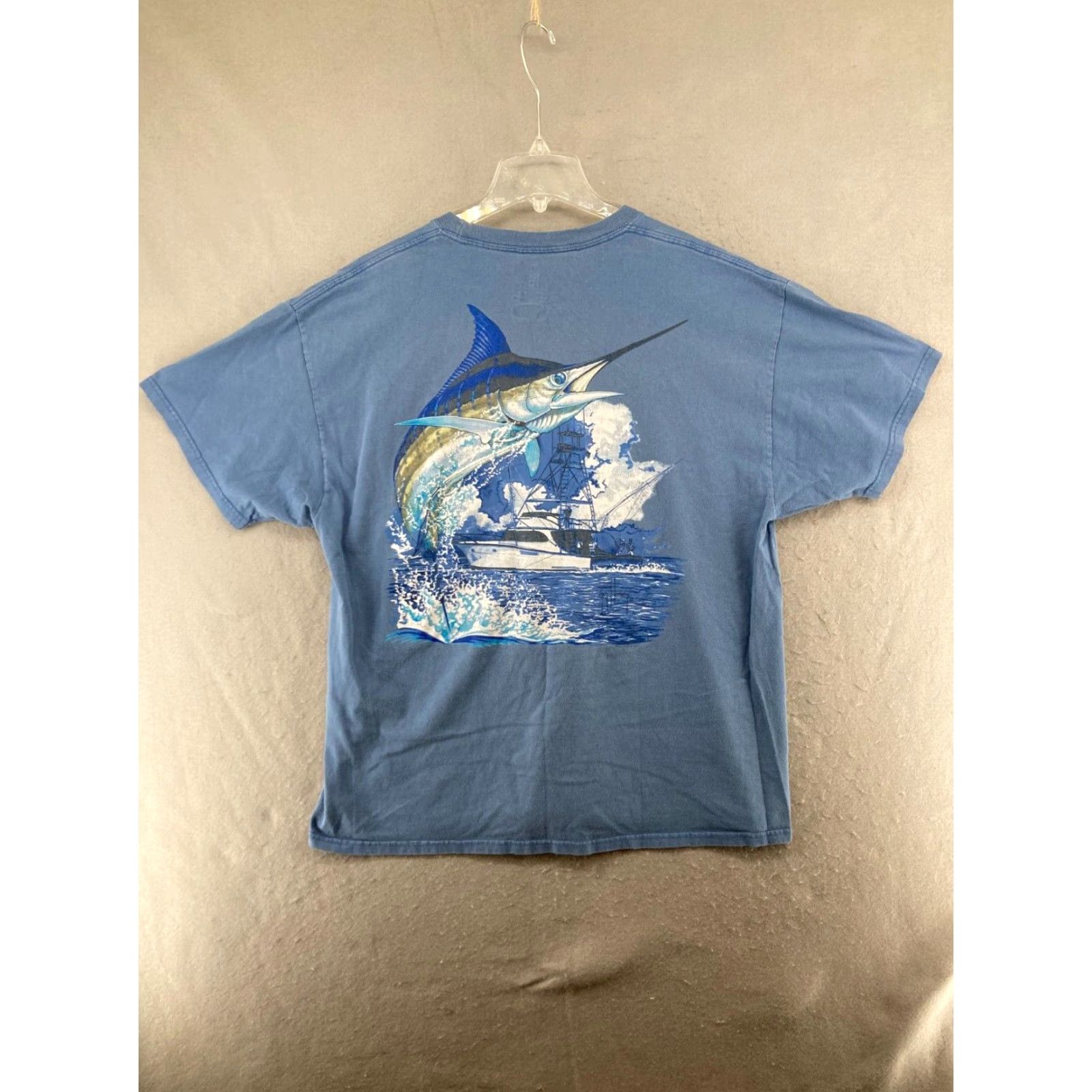 Guy Harvey Guy Harvey T Shirt Mens XL Blue Water Sword Fish Pocket Faded Beach Outdoors Size US XL / EU 56 / 4 - 7 Thumbnail