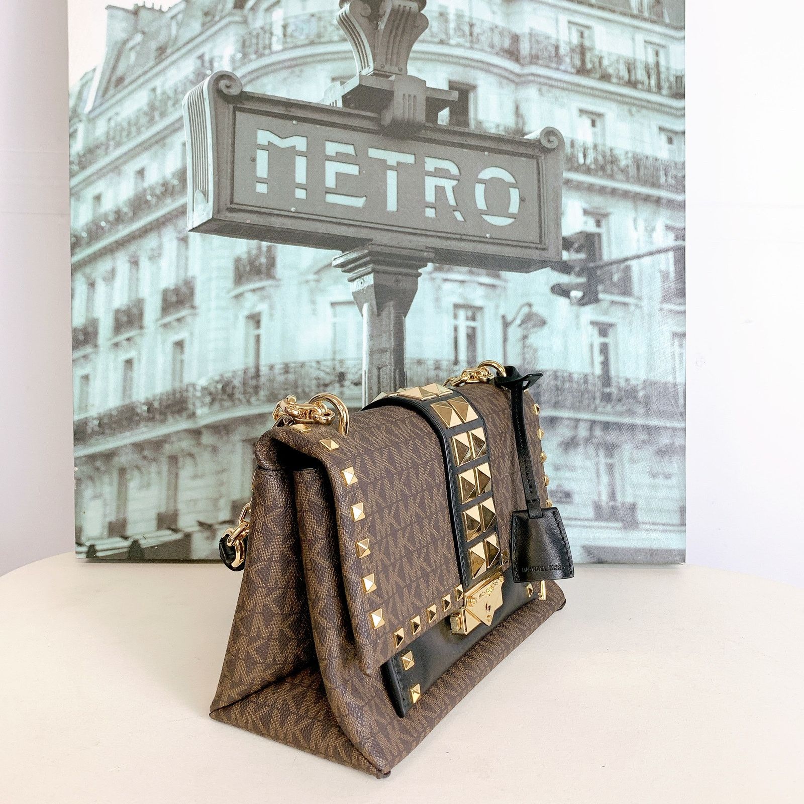 Michael Kors Michael Kors 30T9G0EL6B Cece Medium Studded Logo IN BROWN BL Size ONE SIZE - 3 Thumbnail