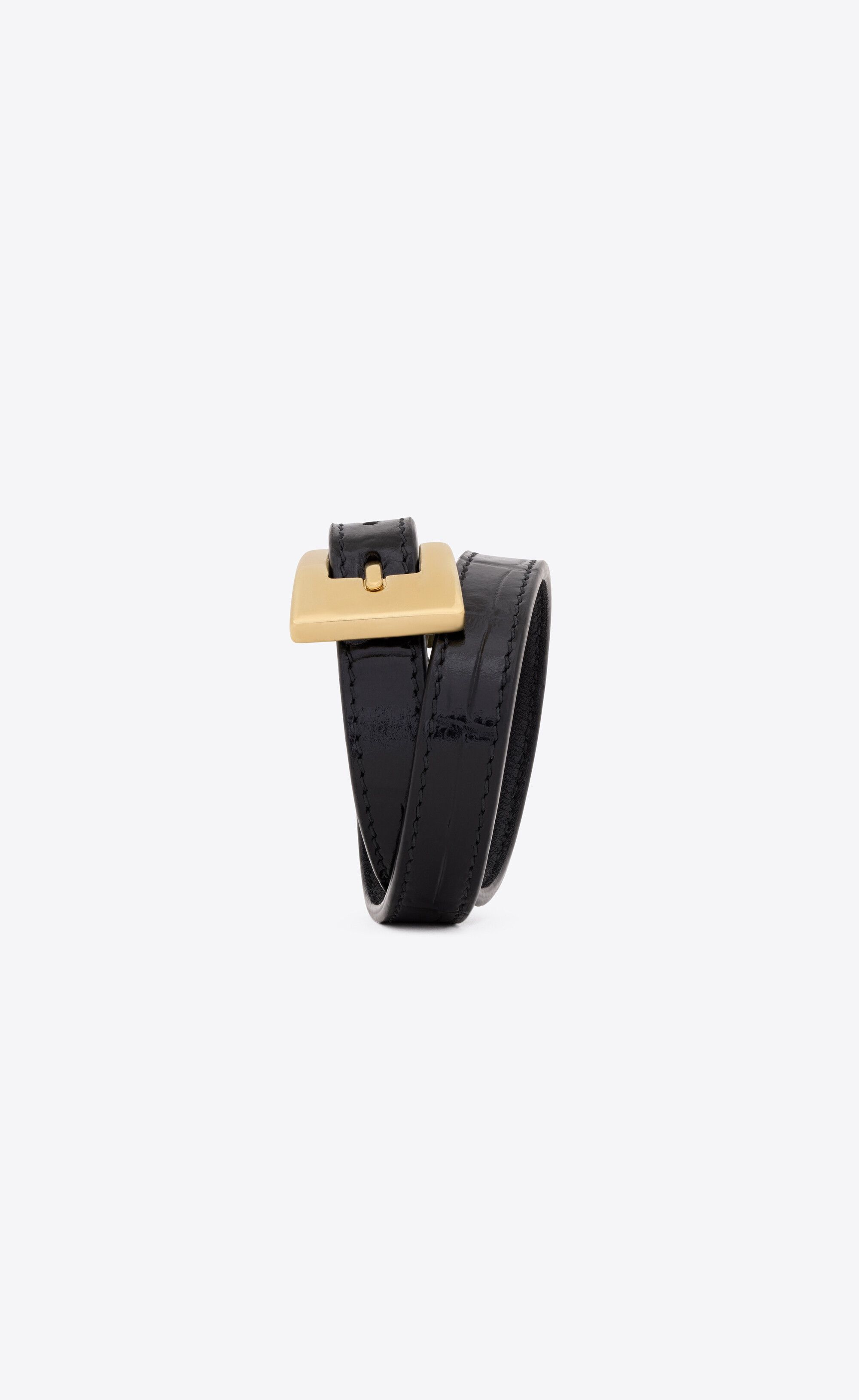 Saint Laurent Paris o1bcso1str1224 Size: S/Double Warp Belt Bracelet in Black Size ONE SIZE - 3 Thumbnail