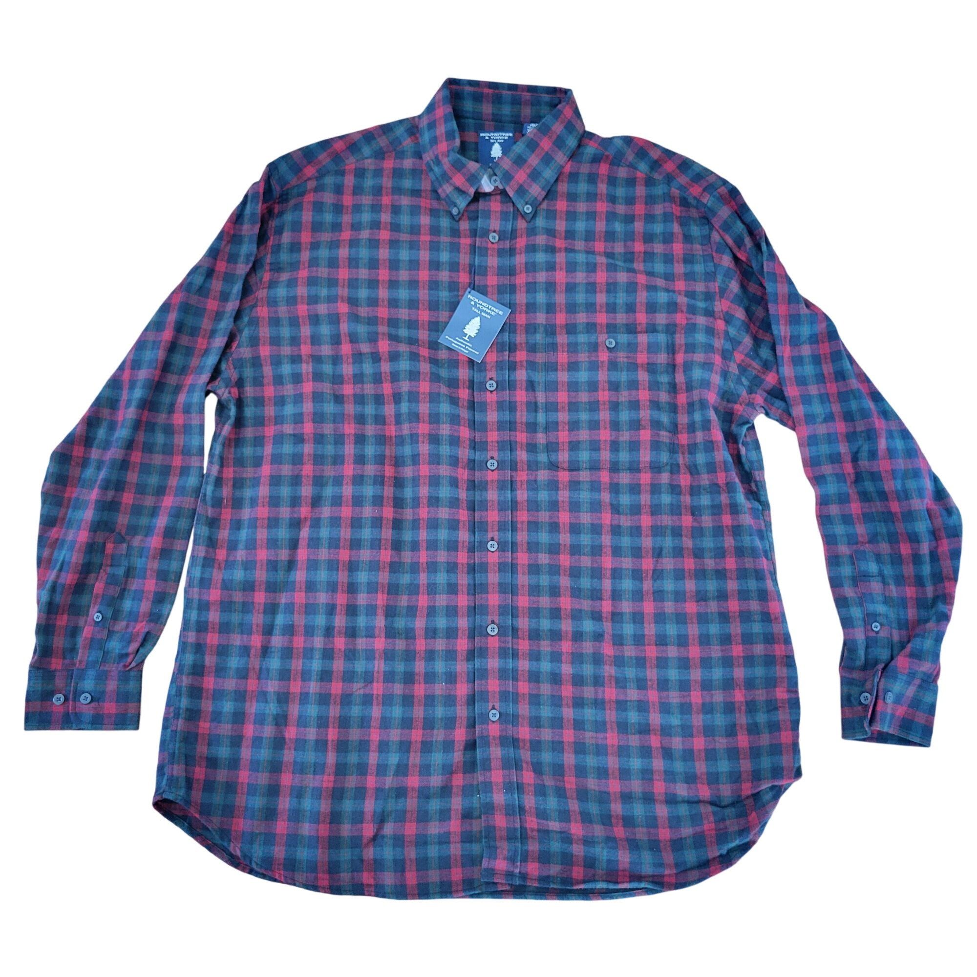 Roundtree & Yorke Roundtree Yorke Tall Man XLT Red Plaid Button Down Shirt Por Size US XL / EU 56 / 4 - 1 Thumbnail