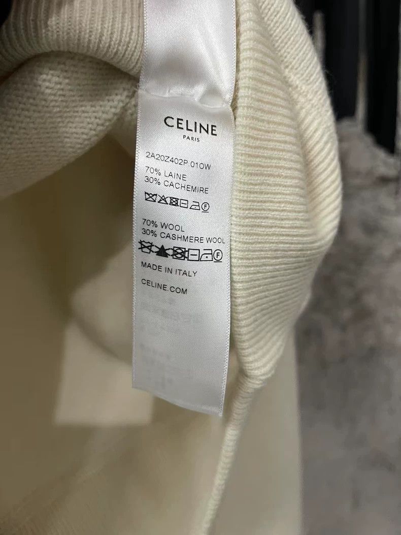 Celine Celine Logo Cream Wool Hooded Sweatshirt Size US M / EU 48-50 / 2 - 6 Thumbnail