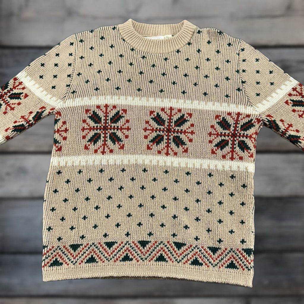 Vintage VINTAGE Christopher Michael Sweater Mens L Beige Fair Isle 80s 90s Knit Pullover Wool Acrylic Crew Neck Long Sleeve Regular Size US L / EU 52-54 / 3 - 1 Thumbnail