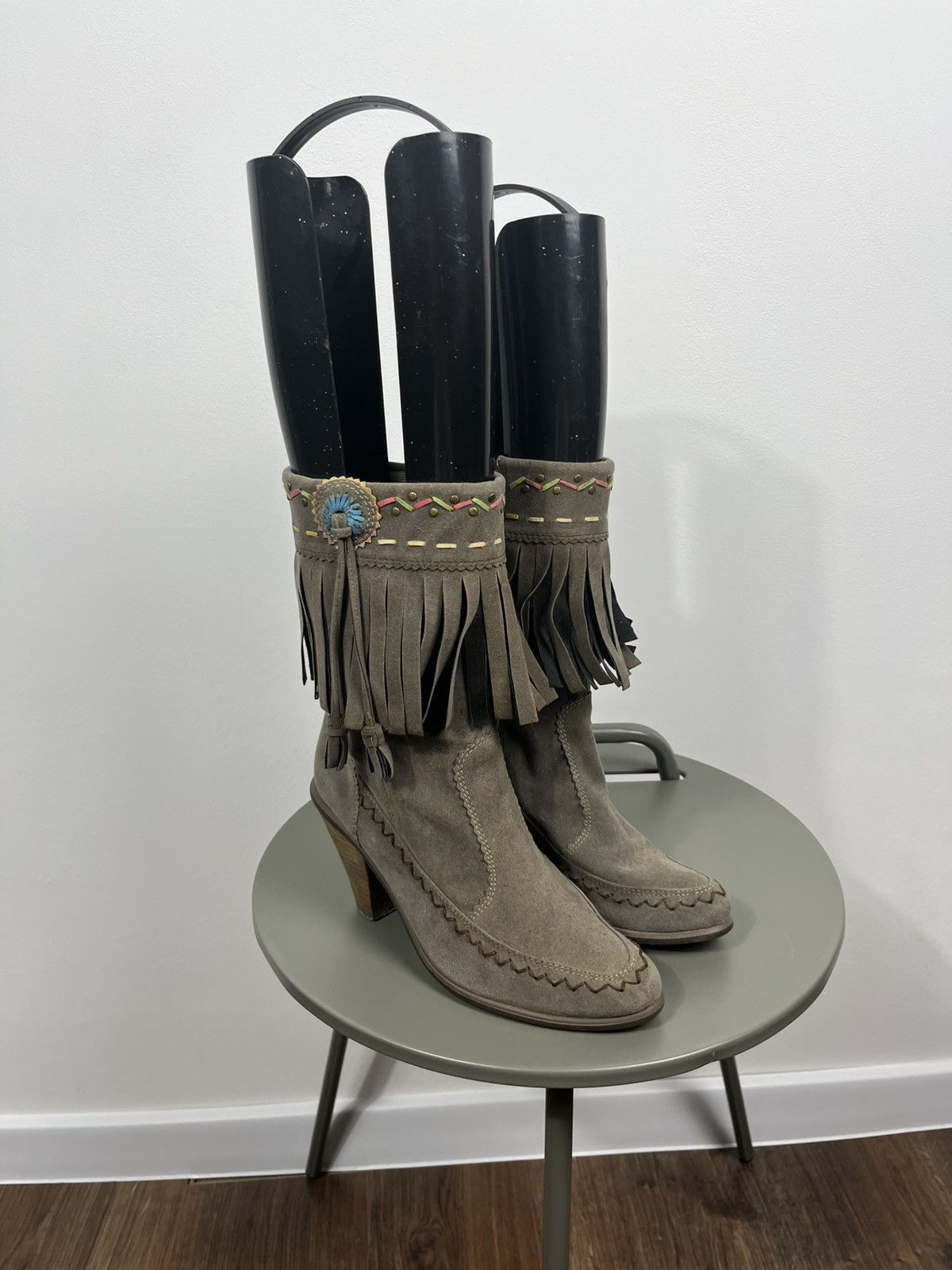 Other Womens Suede Fringe Mid Calf Boots Western Style EU 38 Size US 7 / IT 37 - 1 Thumbnail